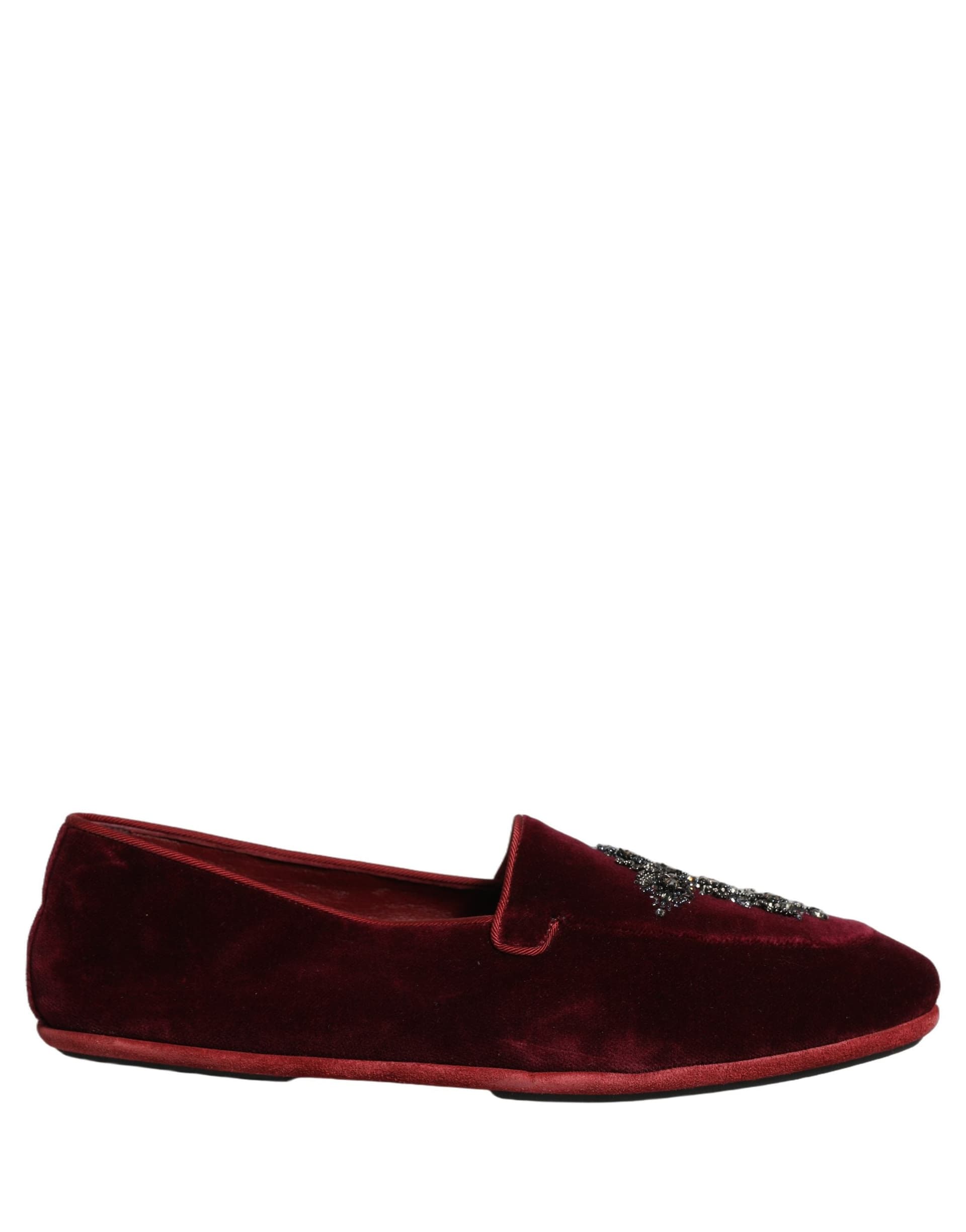 Dolce & Gabbana Red Suede Embellished Men Dress Loafers Shoes - 7