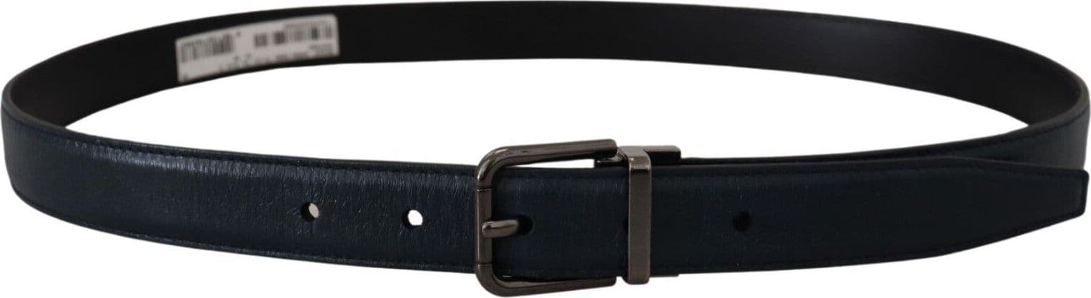 Dolce & Gabbana Blue Leather Silver Metal Buckle Vintage Belt - 3
