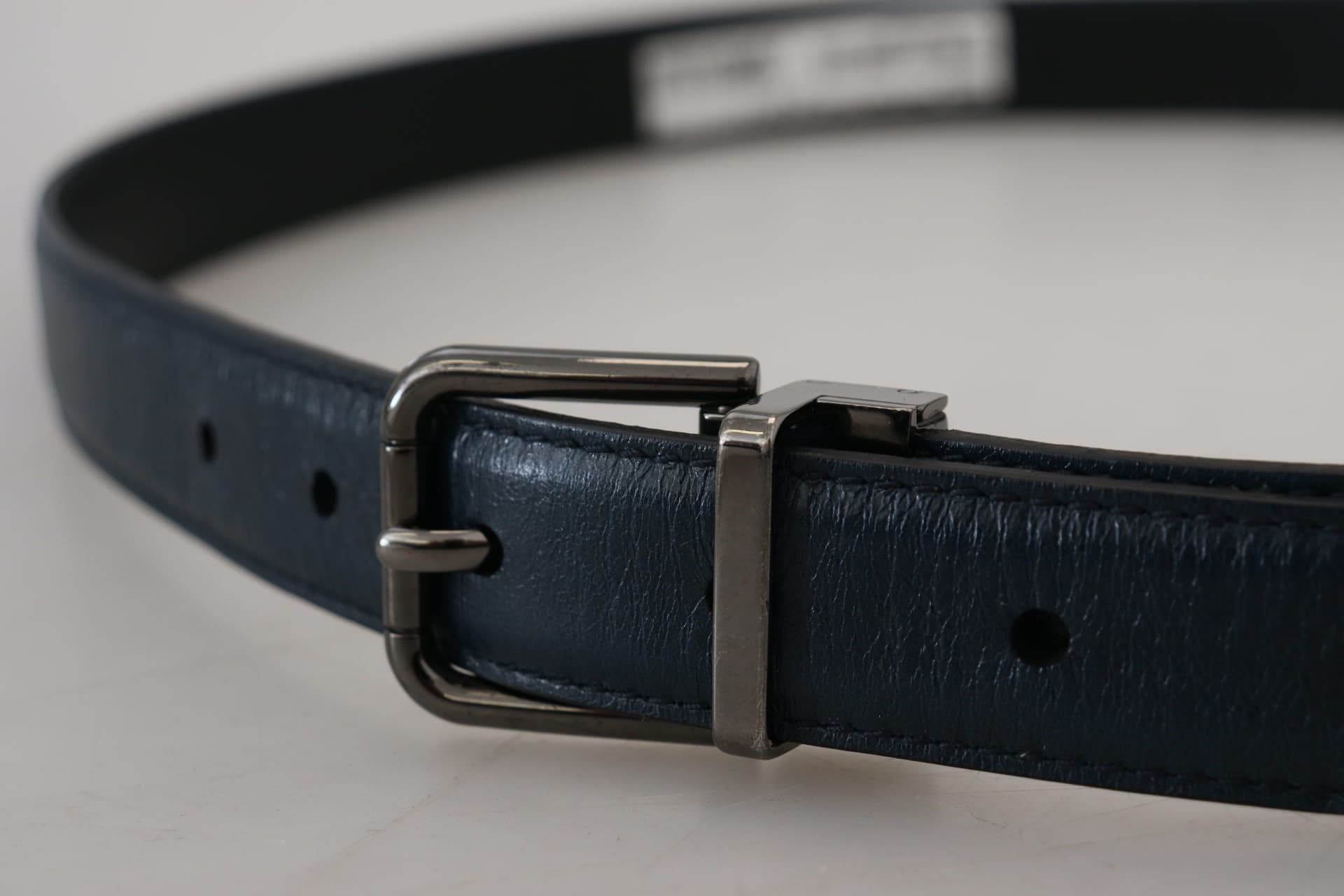 Dolce & Gabbana Blue Leather Silver Metal Buckle Vintage Belt - 4