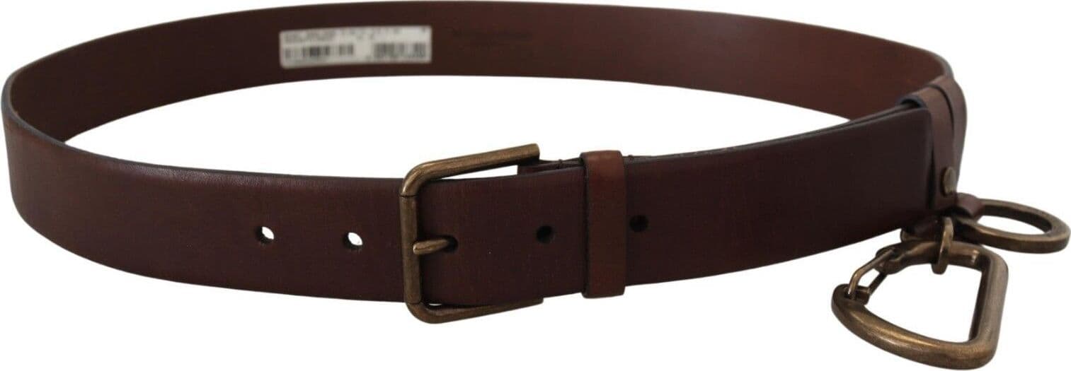 Dolce & Gabbana Brown Leather Gold Metal Buckle Carabiner Belt - 3