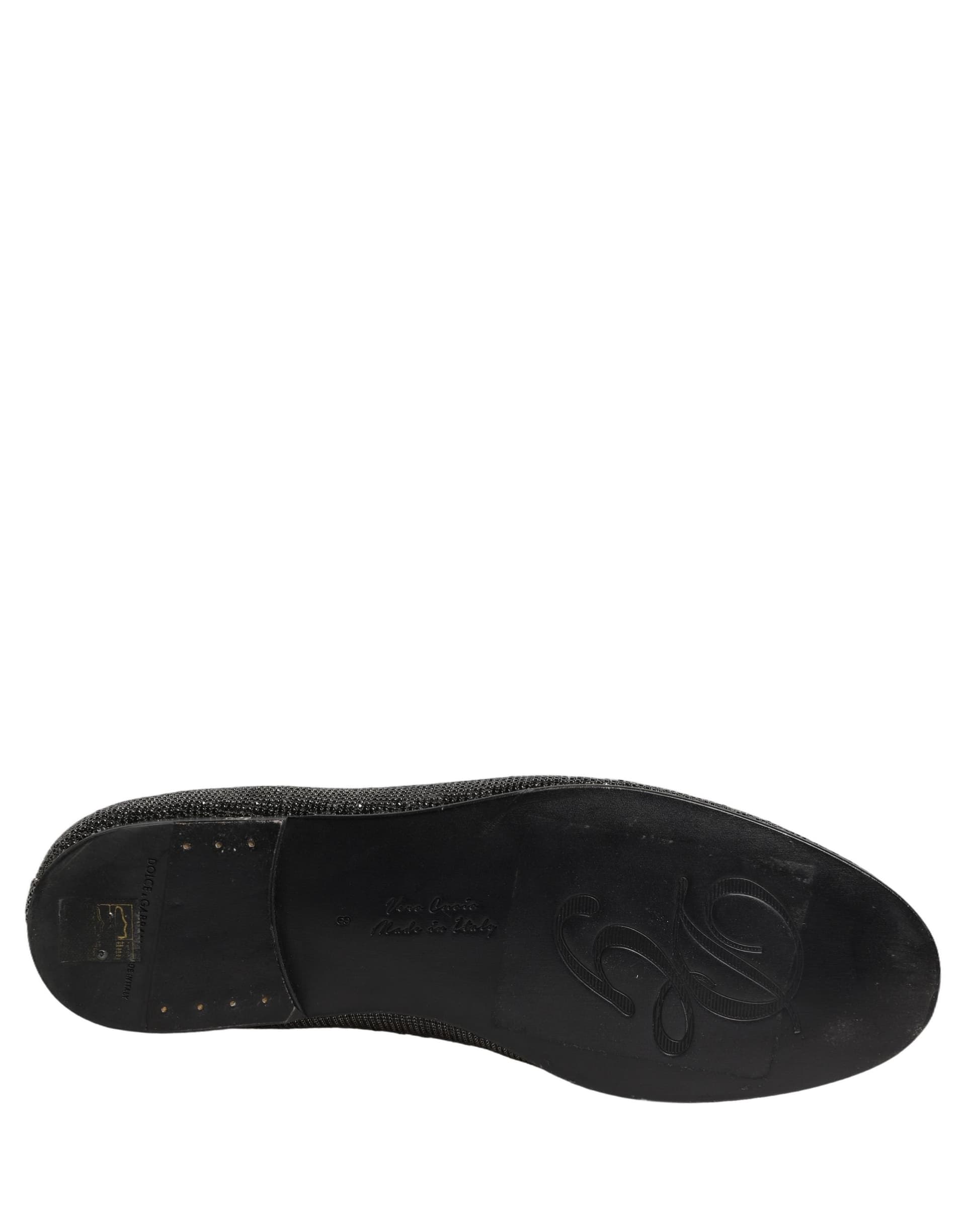 Dolce & Gabbana Black Crystal Embellished Men Loafers Shoes