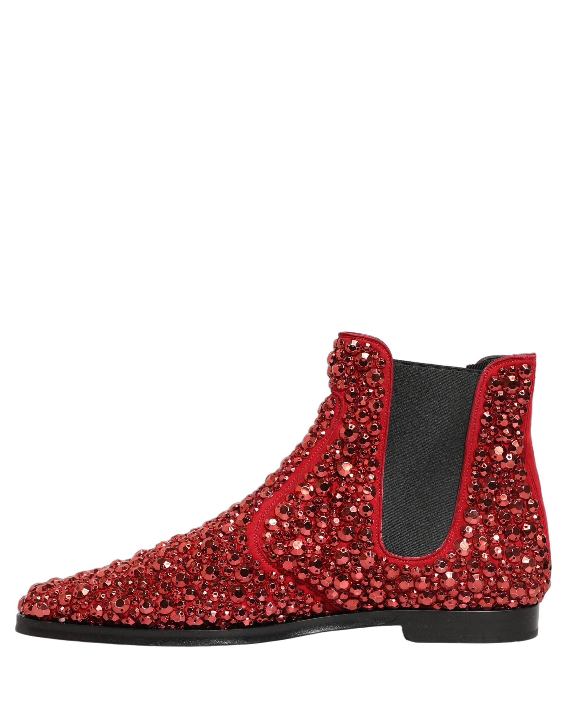 Dolce & Gabbana Red Embellished Chelsea Ankle Boots Shoes - 6
