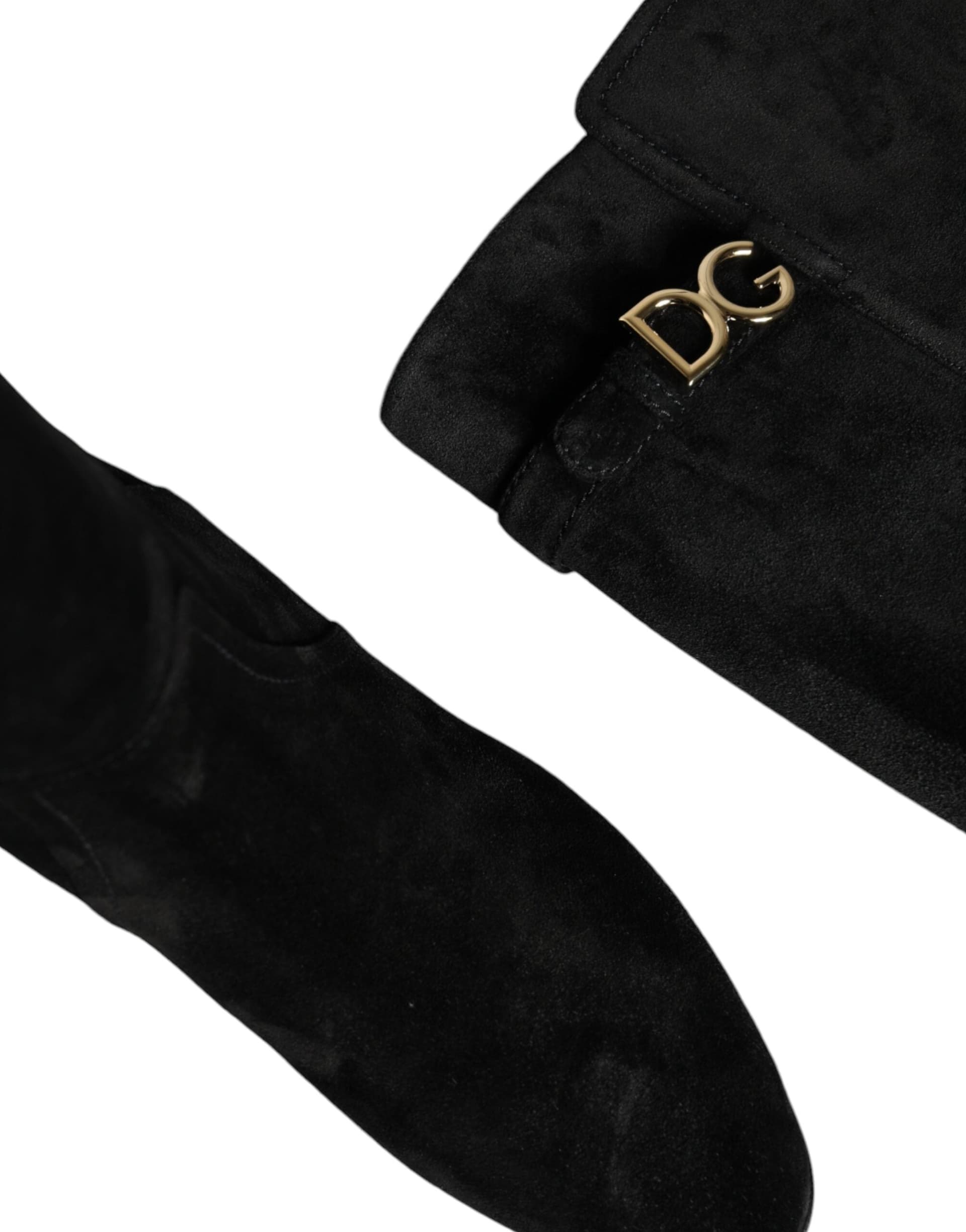 Dolce & Gabbana Black Suede Leather Knee High Boots Shoes - 8