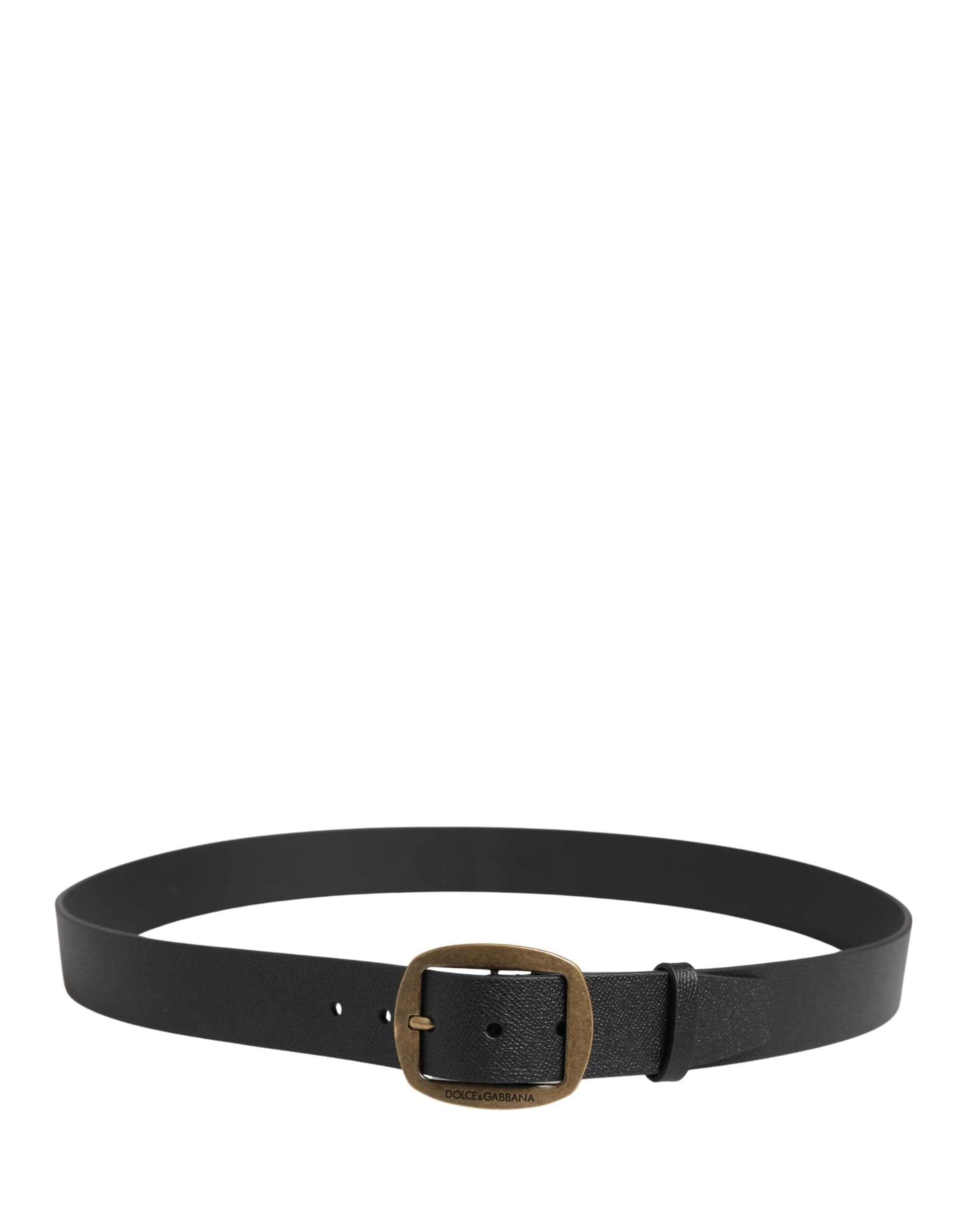 Dolce & Gabbana Men Black Classic Leather Metal Buckle Belt - 3