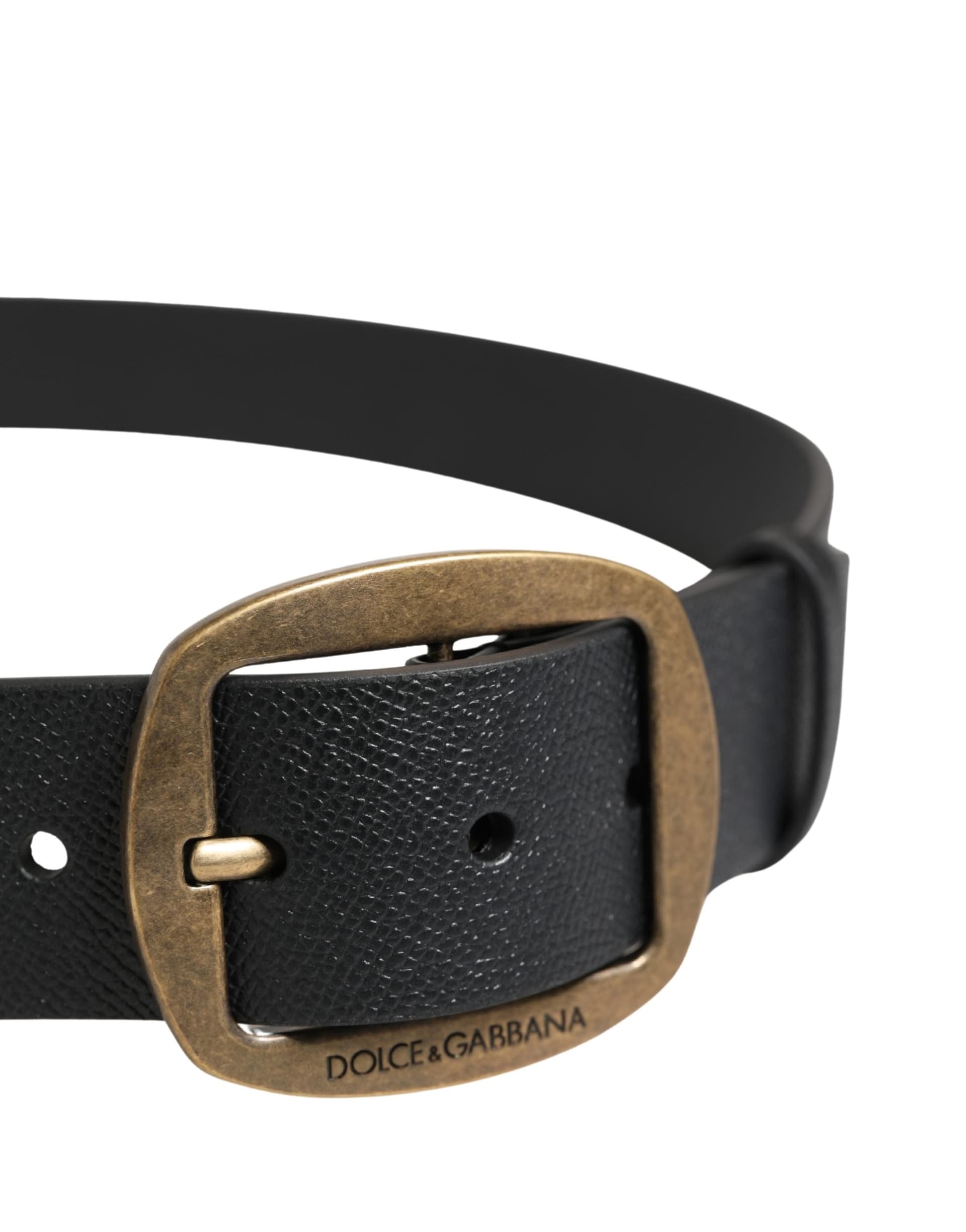 Dolce & Gabbana Men Black Classic Leather Metal Buckle Belt - 4