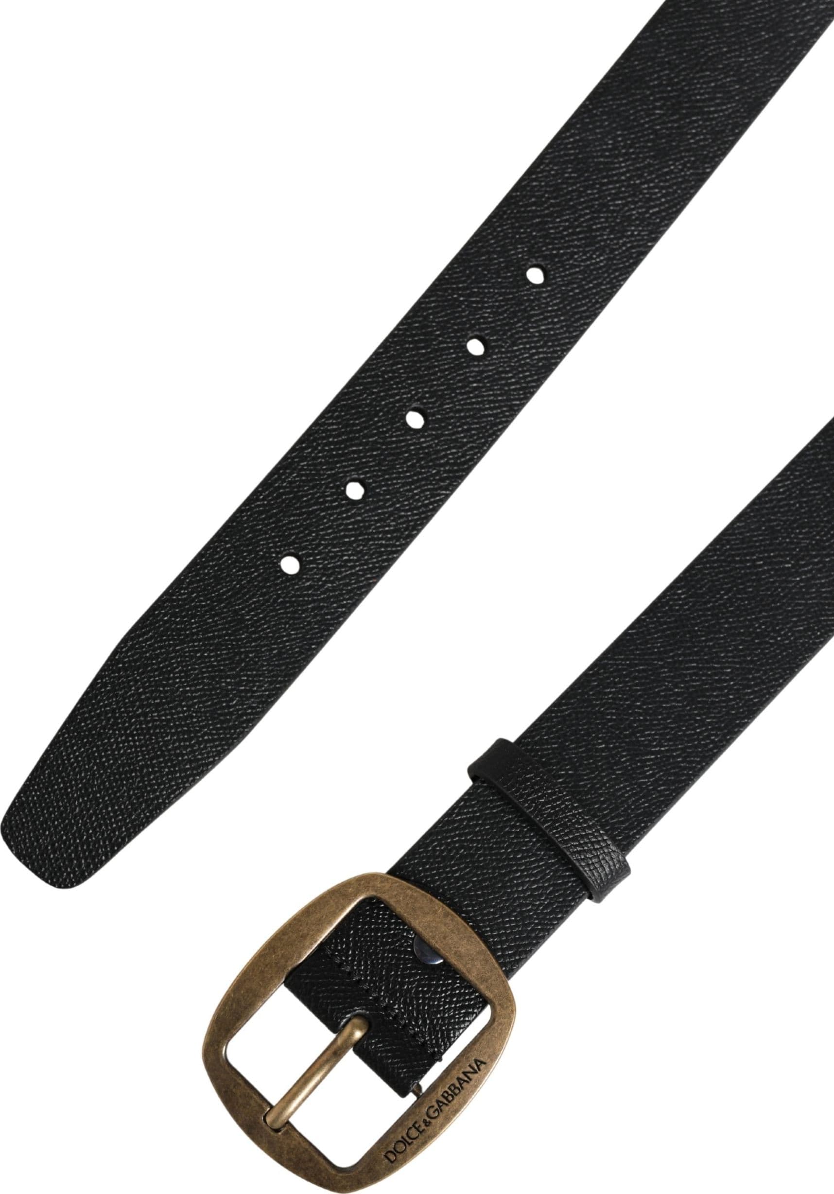 Dolce & Gabbana Men Black Classic Leather Metal Buckle Belt - 7