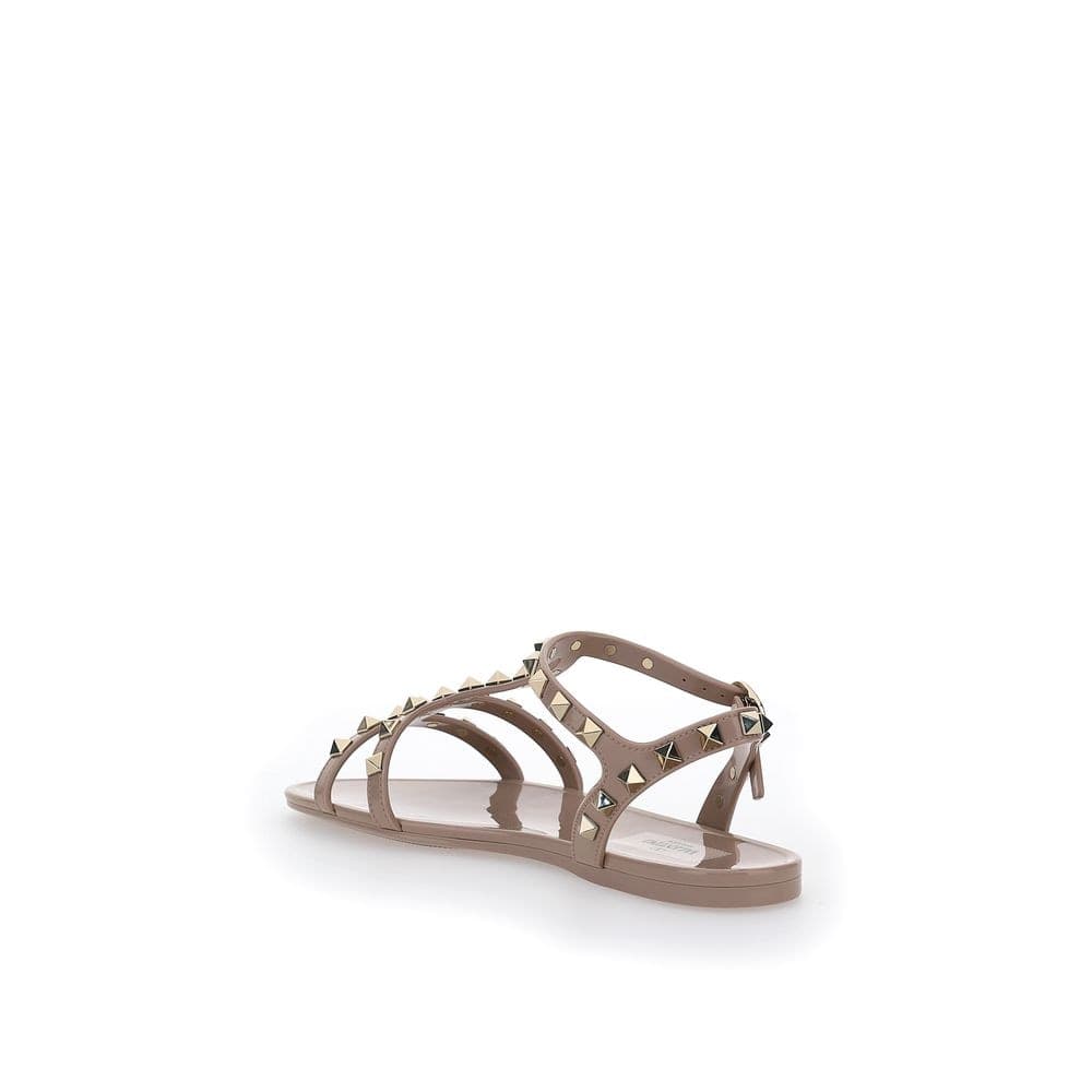 Valentino Garavani Beige Rubber Flat Sandals - 3