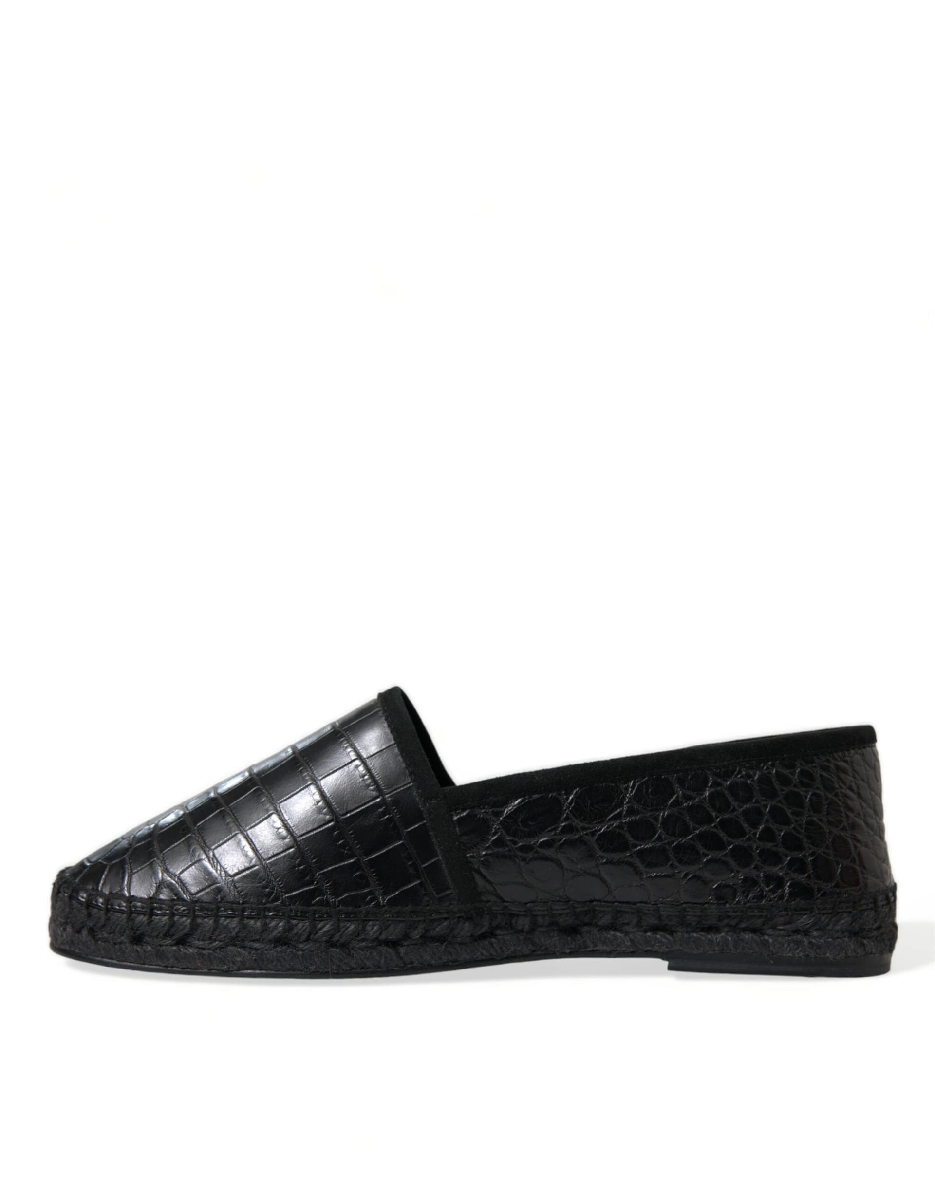 Dolce & Gabbana Black Exotic Leather Espadrilles Slip On Shoes - 4