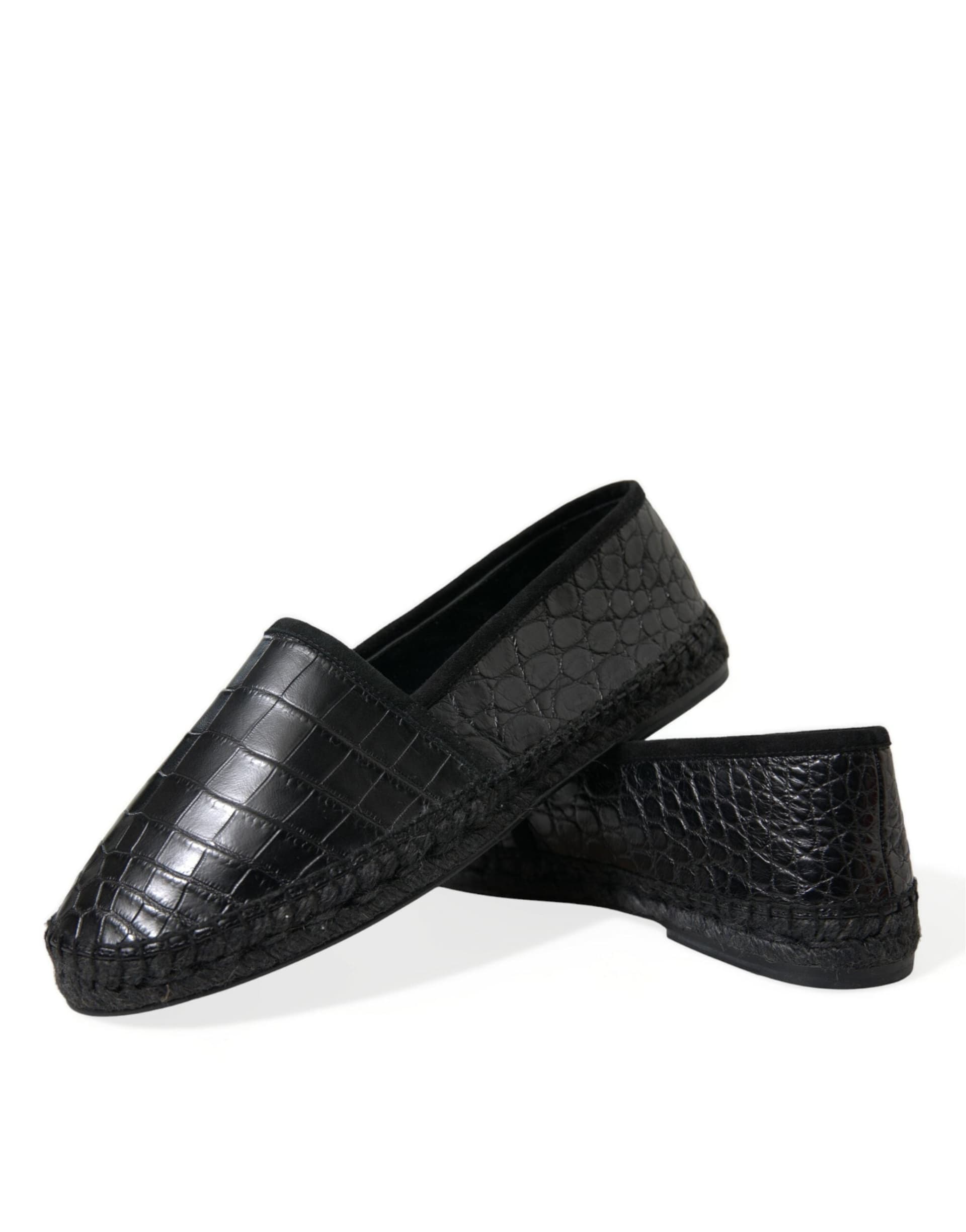 Dolce & Gabbana Black Exotic Leather Espadrilles Slip On Shoes - 7