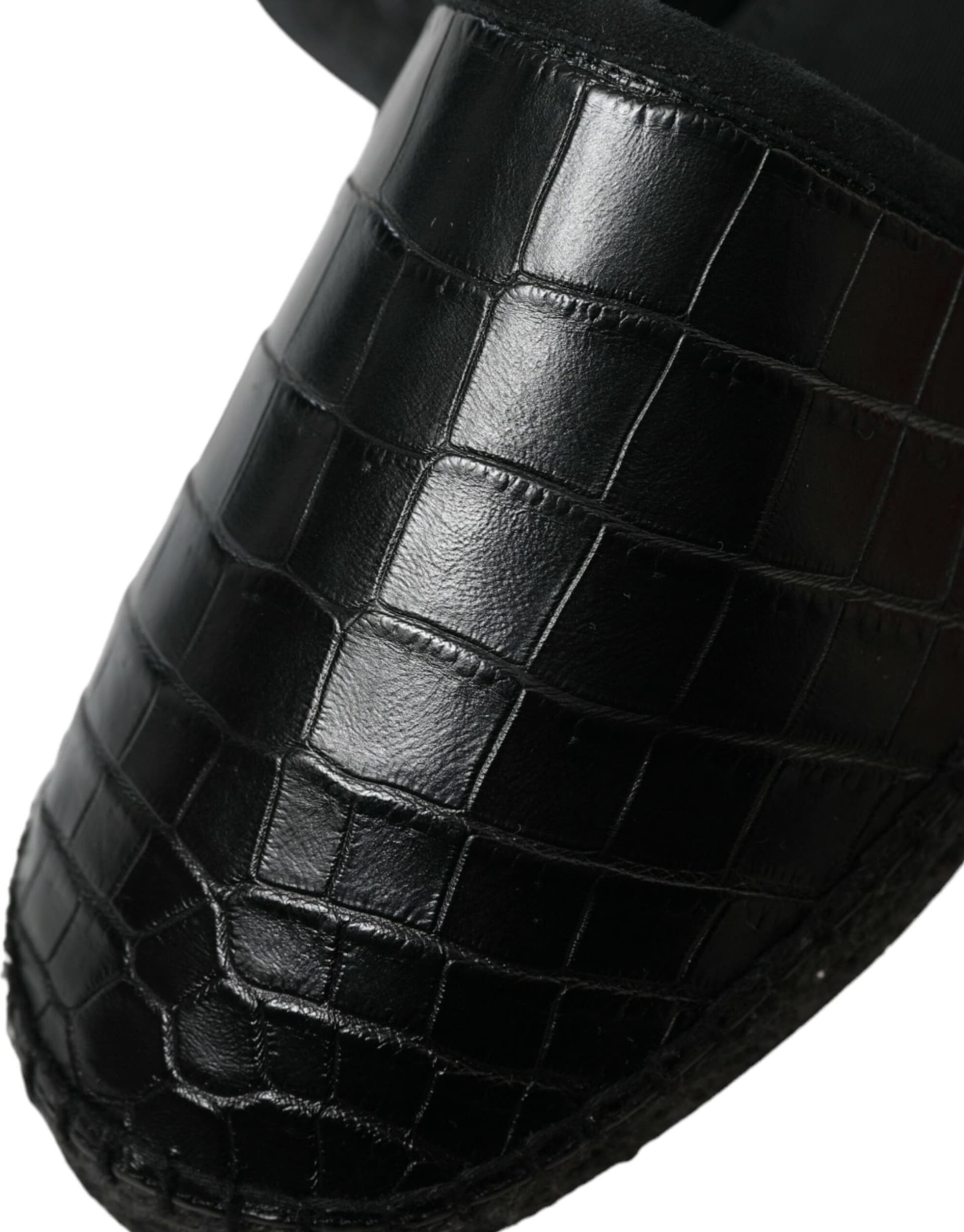 Dolce & Gabbana Black Exotic Leather Espadrilles Slip On Shoes - 8