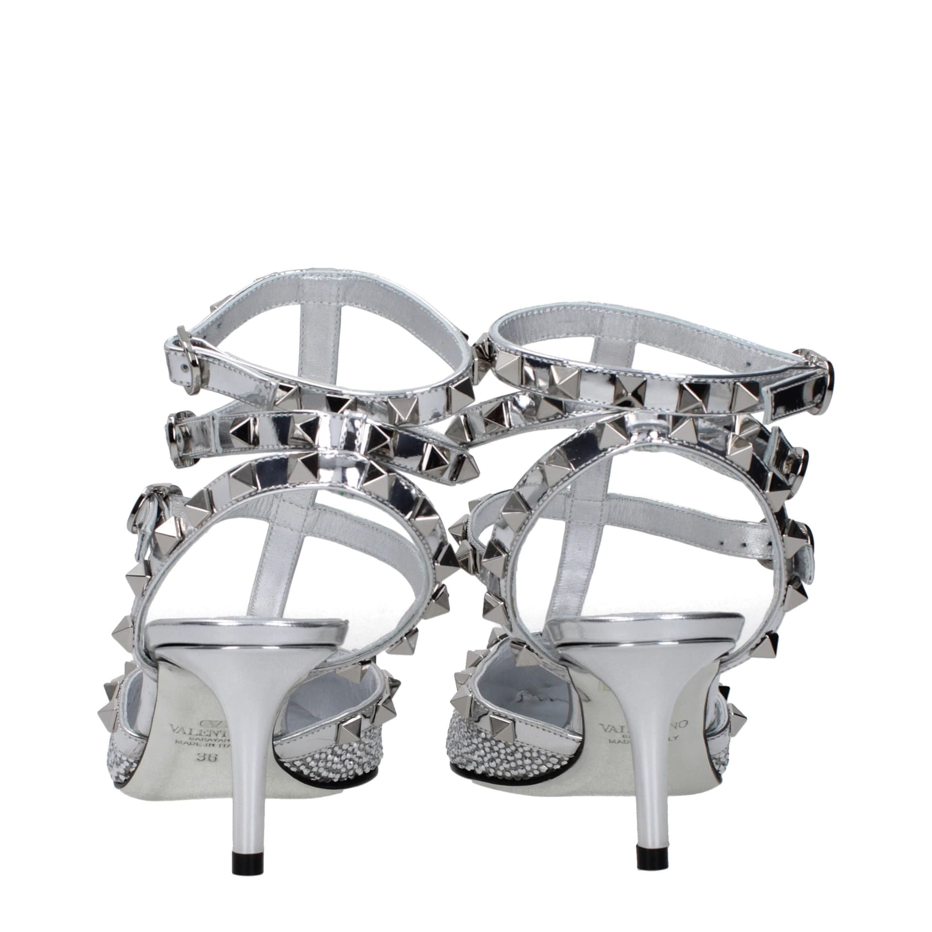 Valentino Garavani Gray Leather Stiletto Heel Sandals - 5