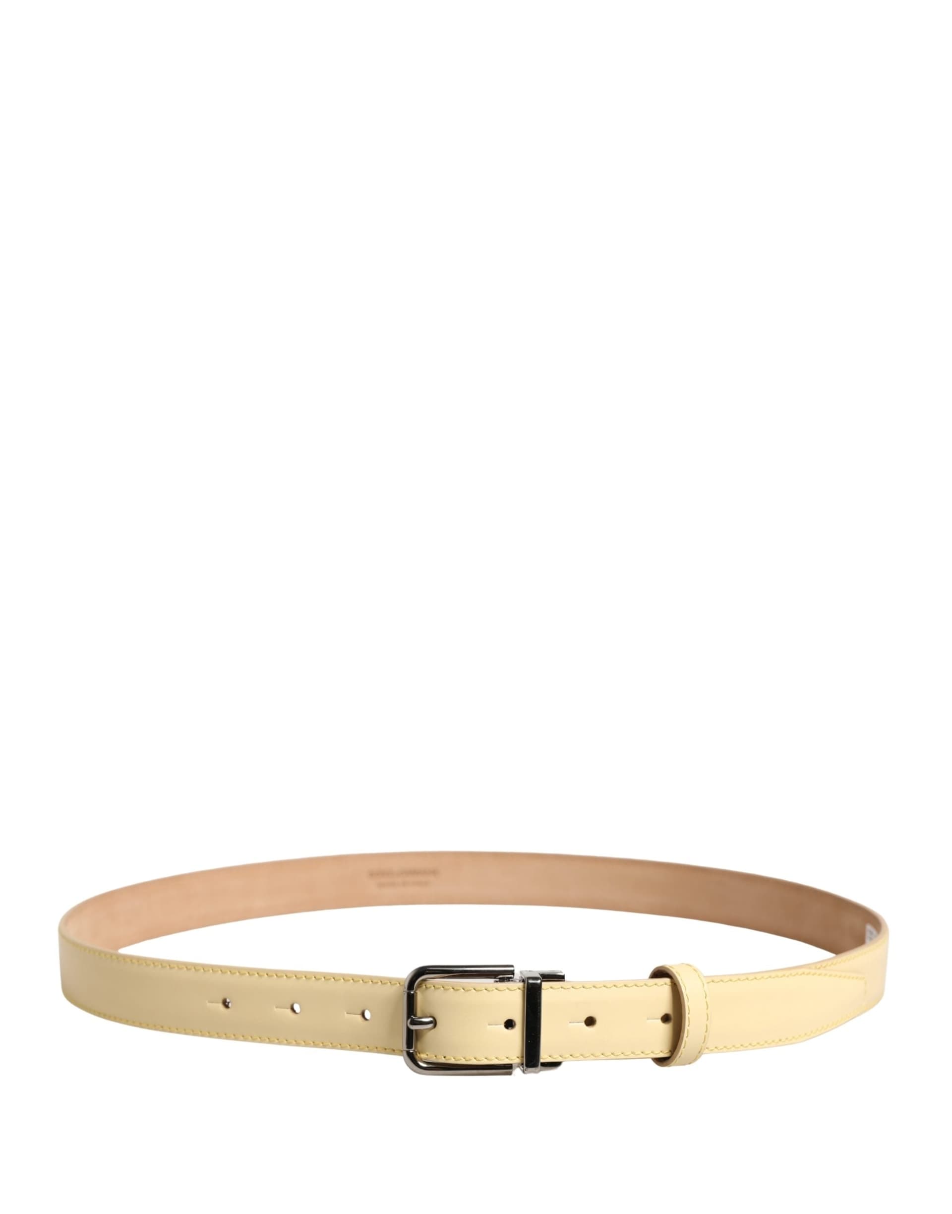 Dolce & Gabbana Men Yellow Classic Leather Metal Buckle Belt - 3