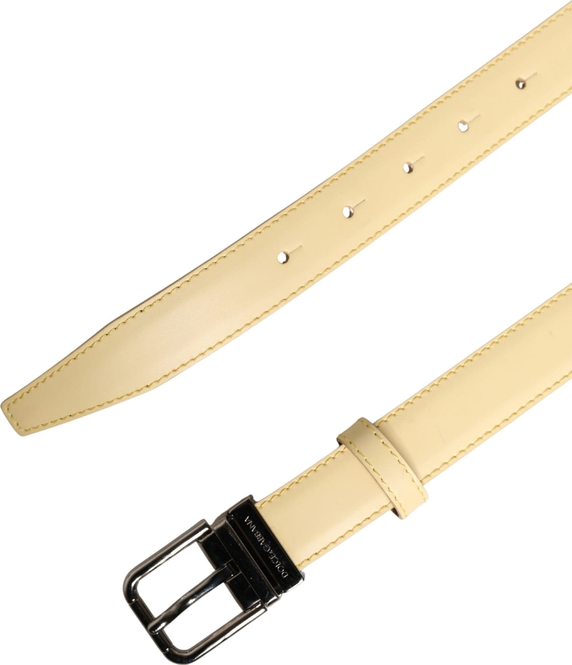 Dolce & Gabbana Men Yellow Classic Leather Metal Buckle Belt - 6