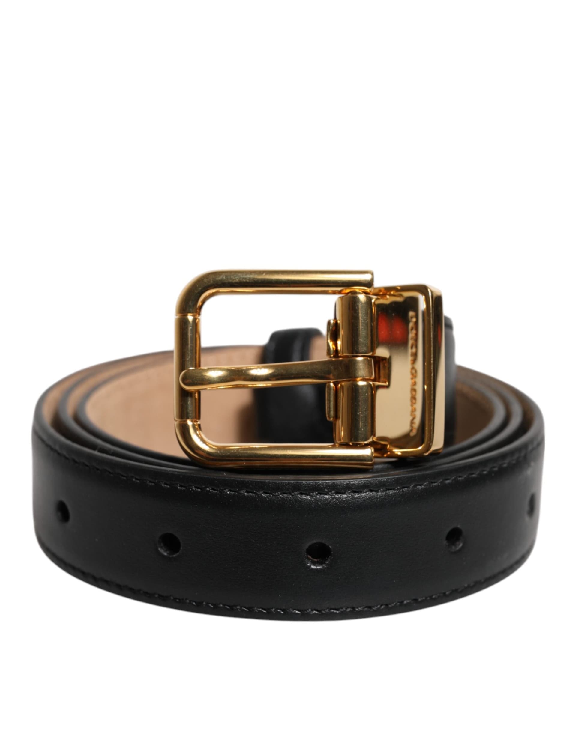 Dolce & Gabbana Black Leather Logo Metal Waist Buckle Belt - 2