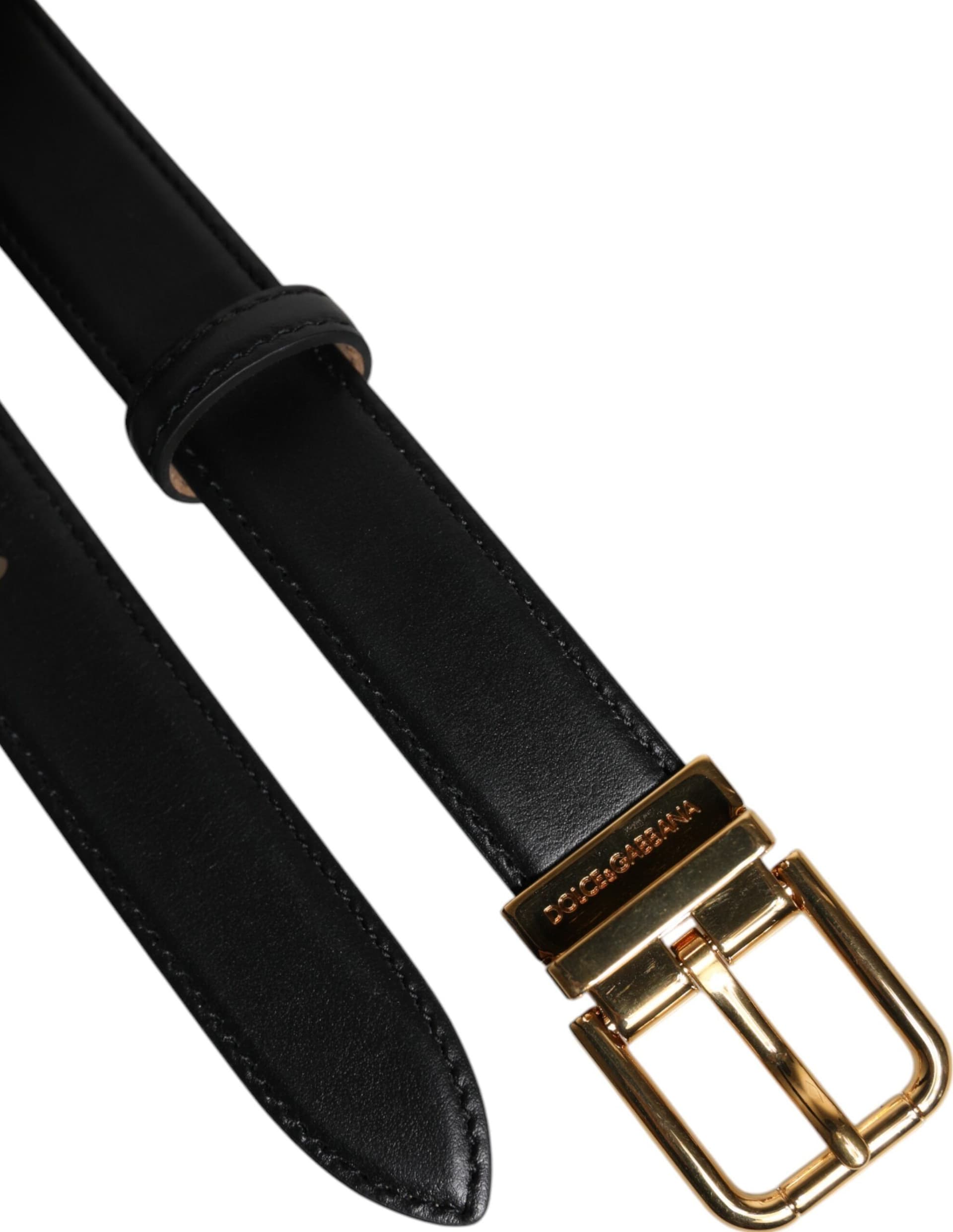 Dolce & Gabbana Black Leather Logo Metal Waist Buckle Belt - 6