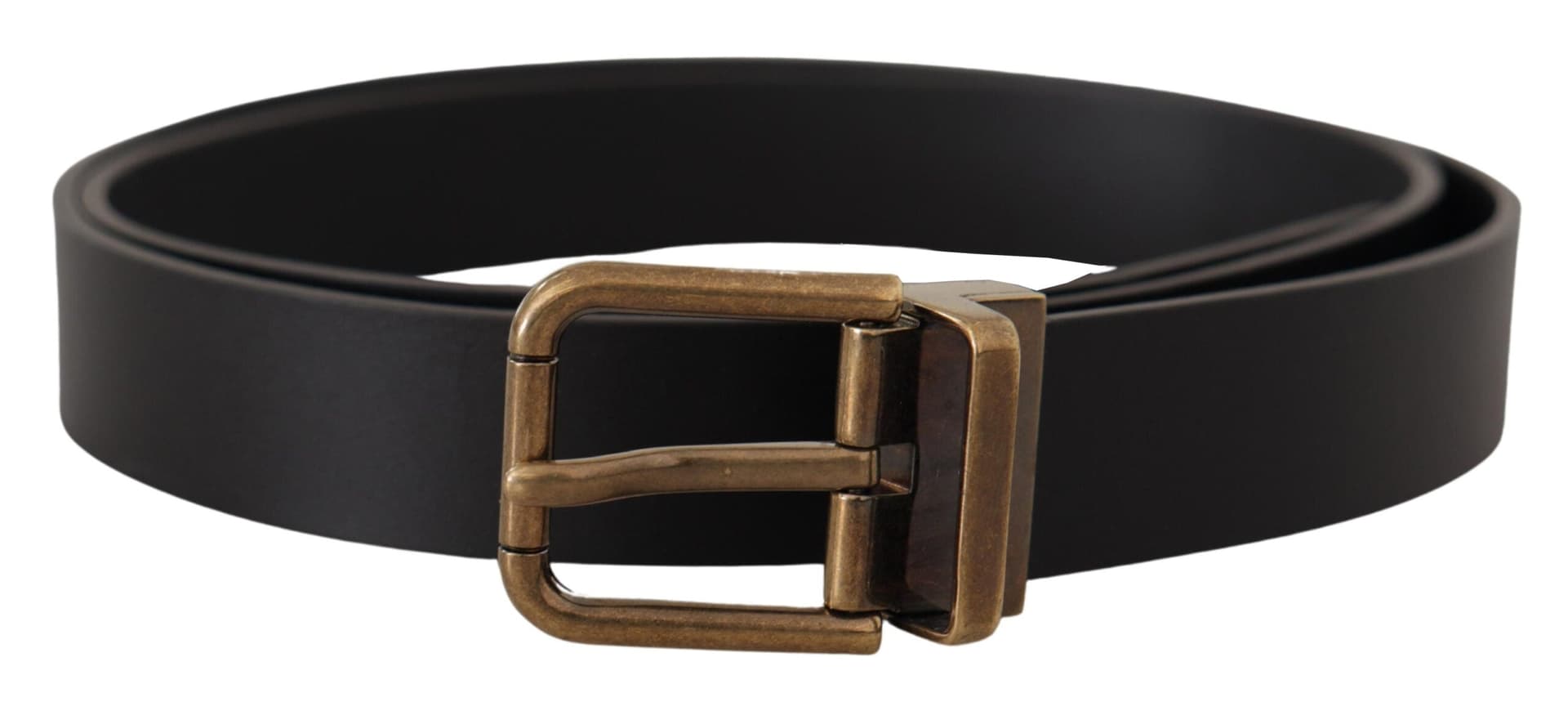 Dolce & Gabbana Black Leather Brass Metal Box Buckle Belt - 3