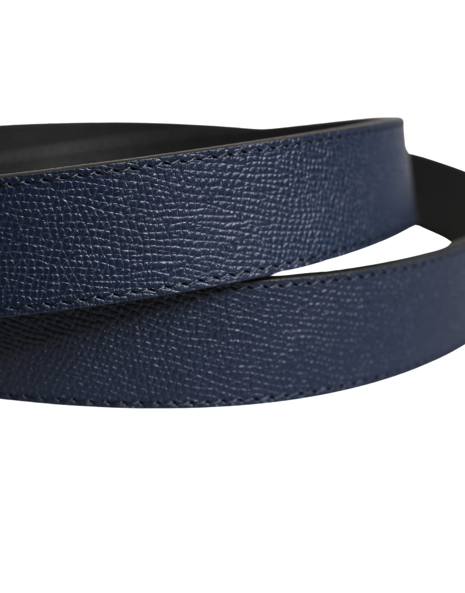 Dolce & Gabbana Men Blue Calfskin Leather Square Buckle Belt - 5
