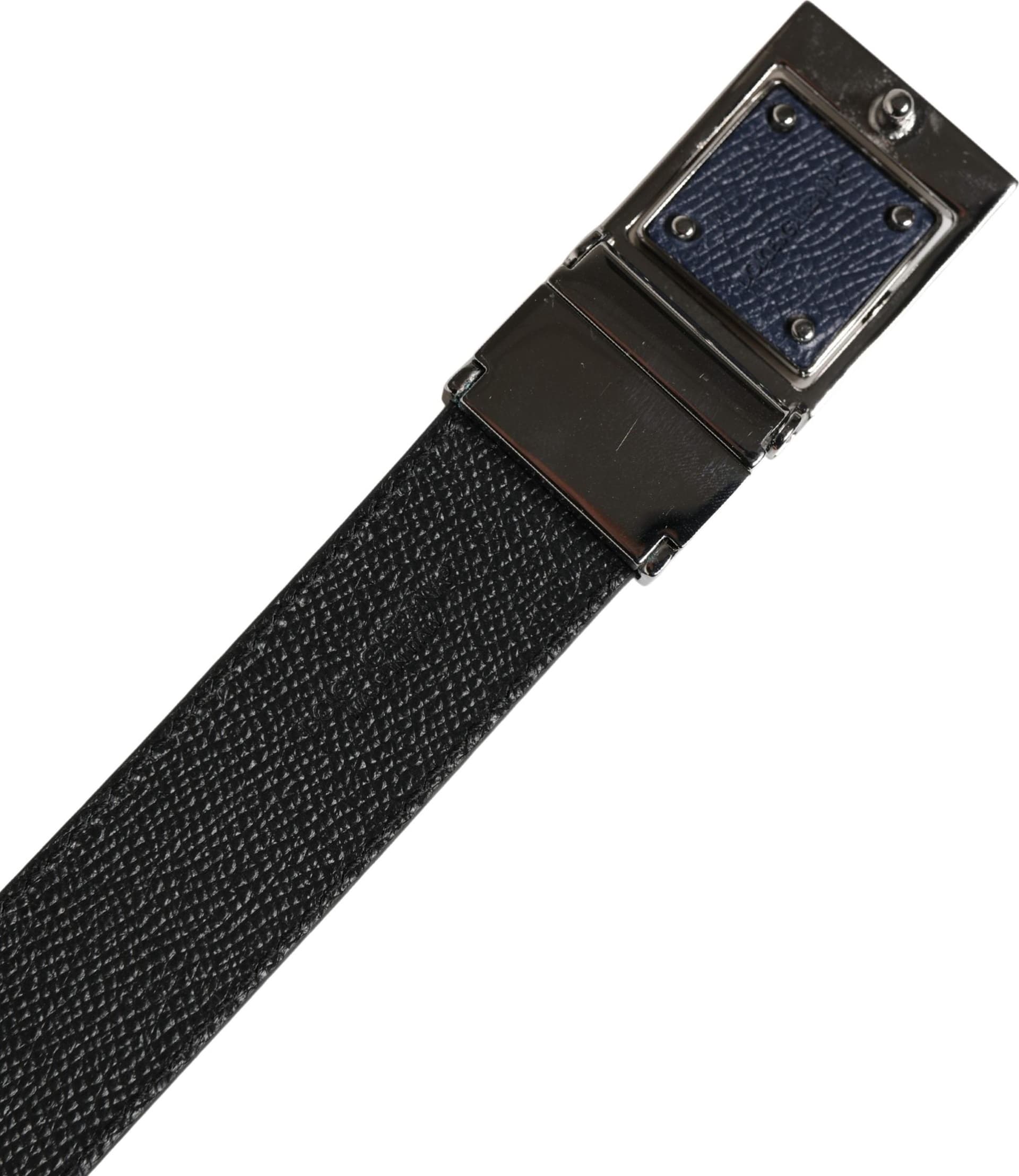 Dolce & Gabbana Men Blue Calfskin Leather Square Buckle Belt - 6