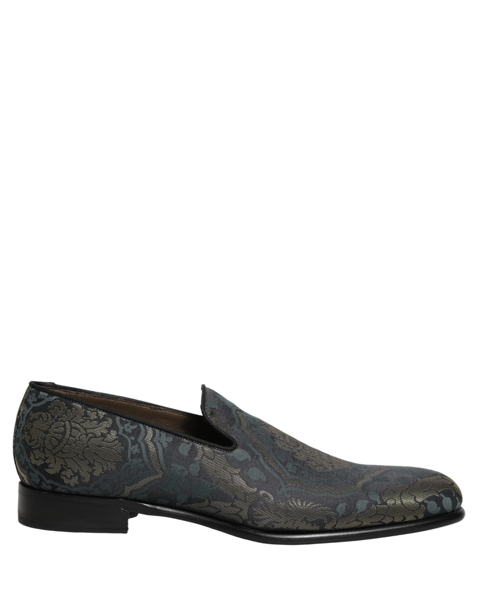 Dolce & Gabbana Black Floral Brocade Slip On Loafers Shoes - 7