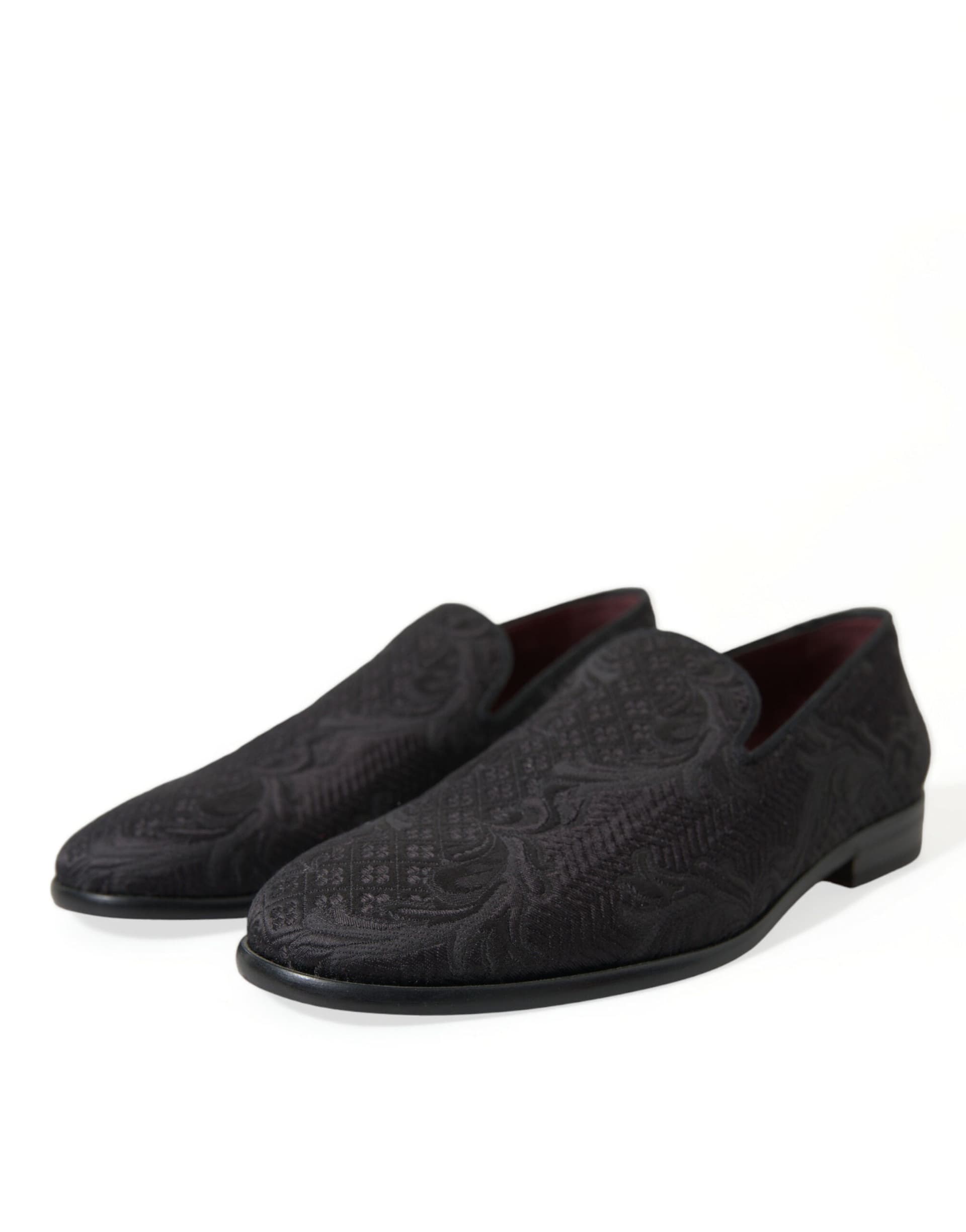 Dolce & Gabbana Black Brocade Men Slip On Loafer Dress Shoes - 2