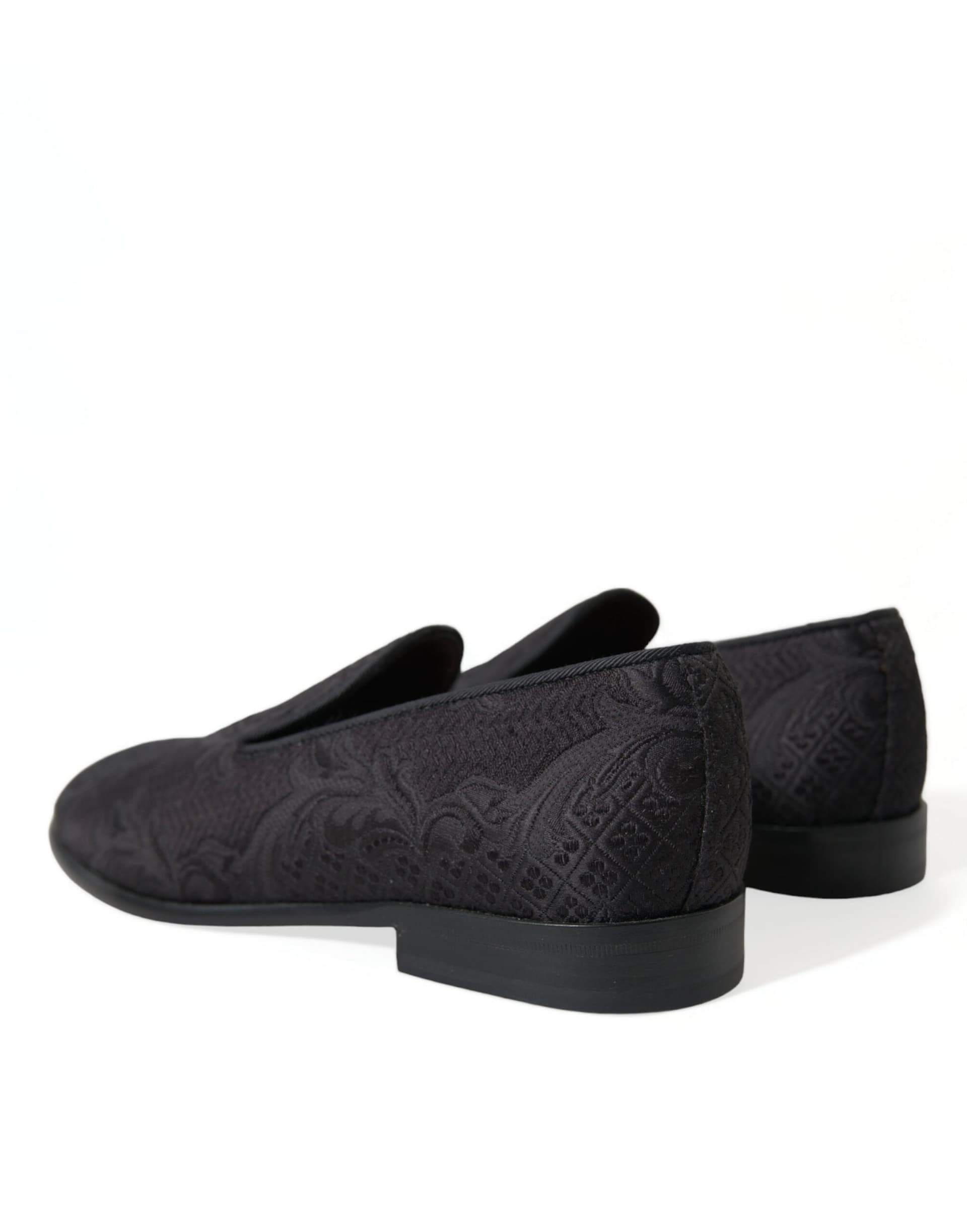 Dolce & Gabbana Black Brocade Men Slip On Loafer Dress Shoes - 3