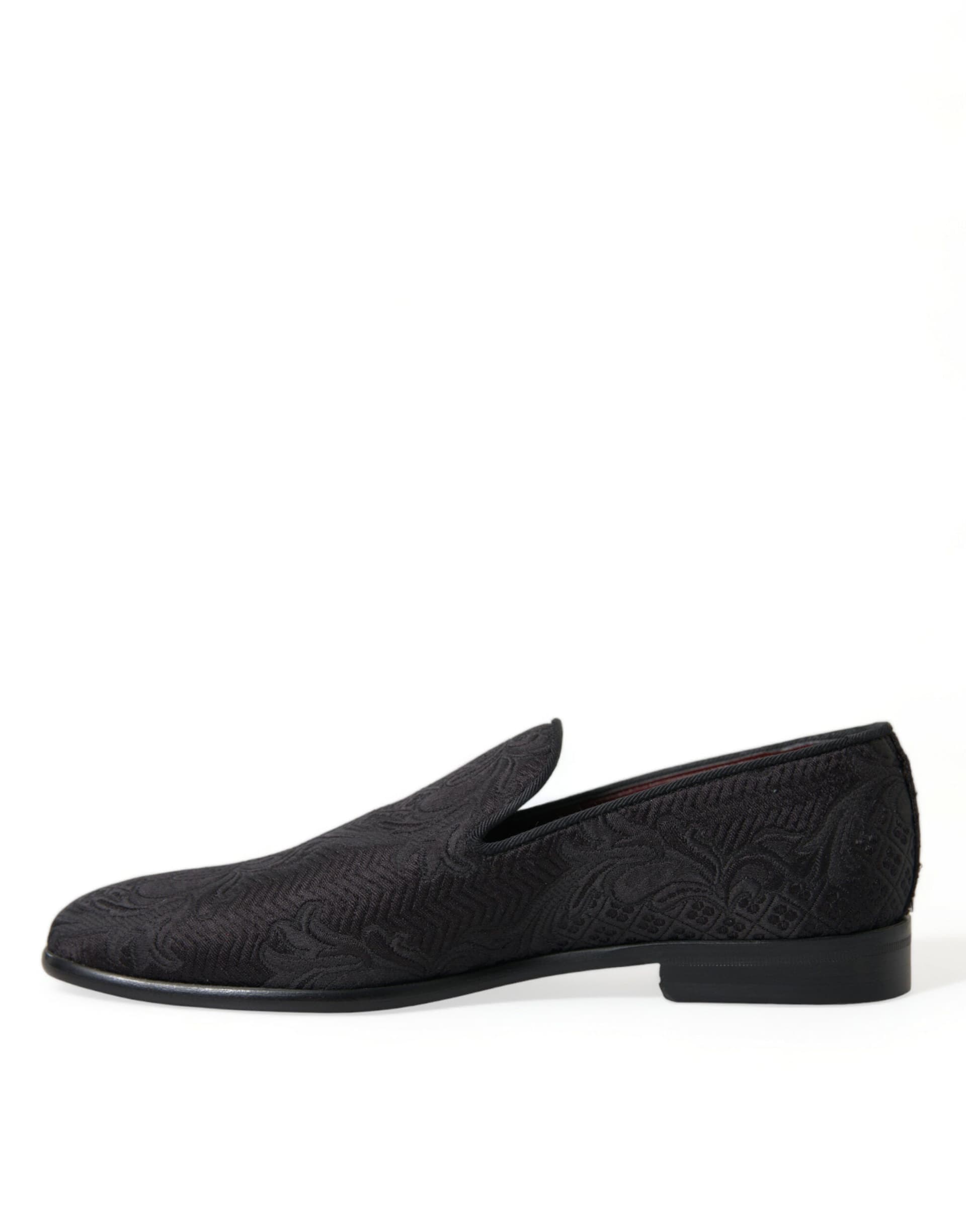 Dolce & Gabbana Black Brocade Men Slip On Loafer Dress Shoes - 4