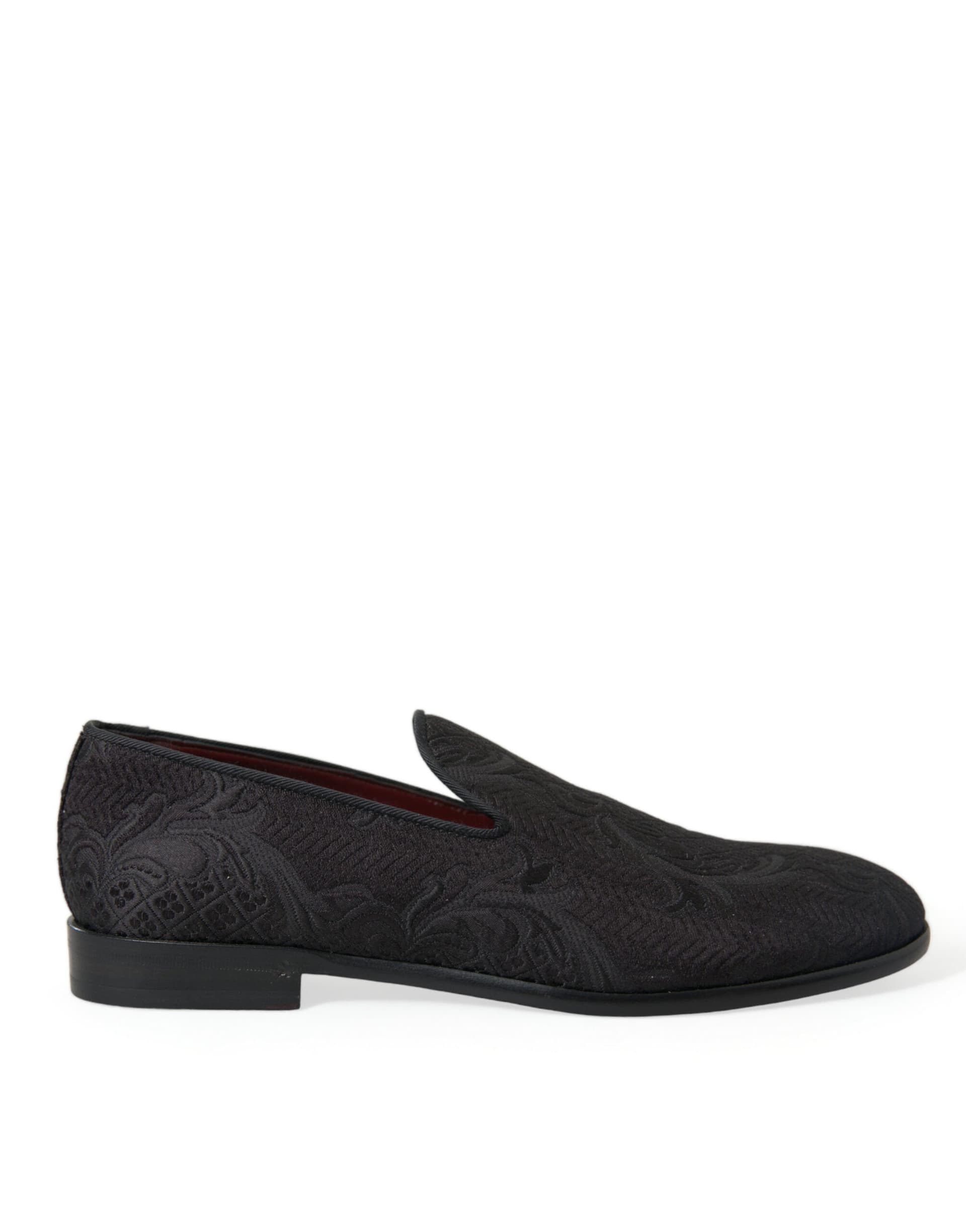 Dolce & Gabbana Black Brocade Men Slip On Loafer Dress Shoes - 5