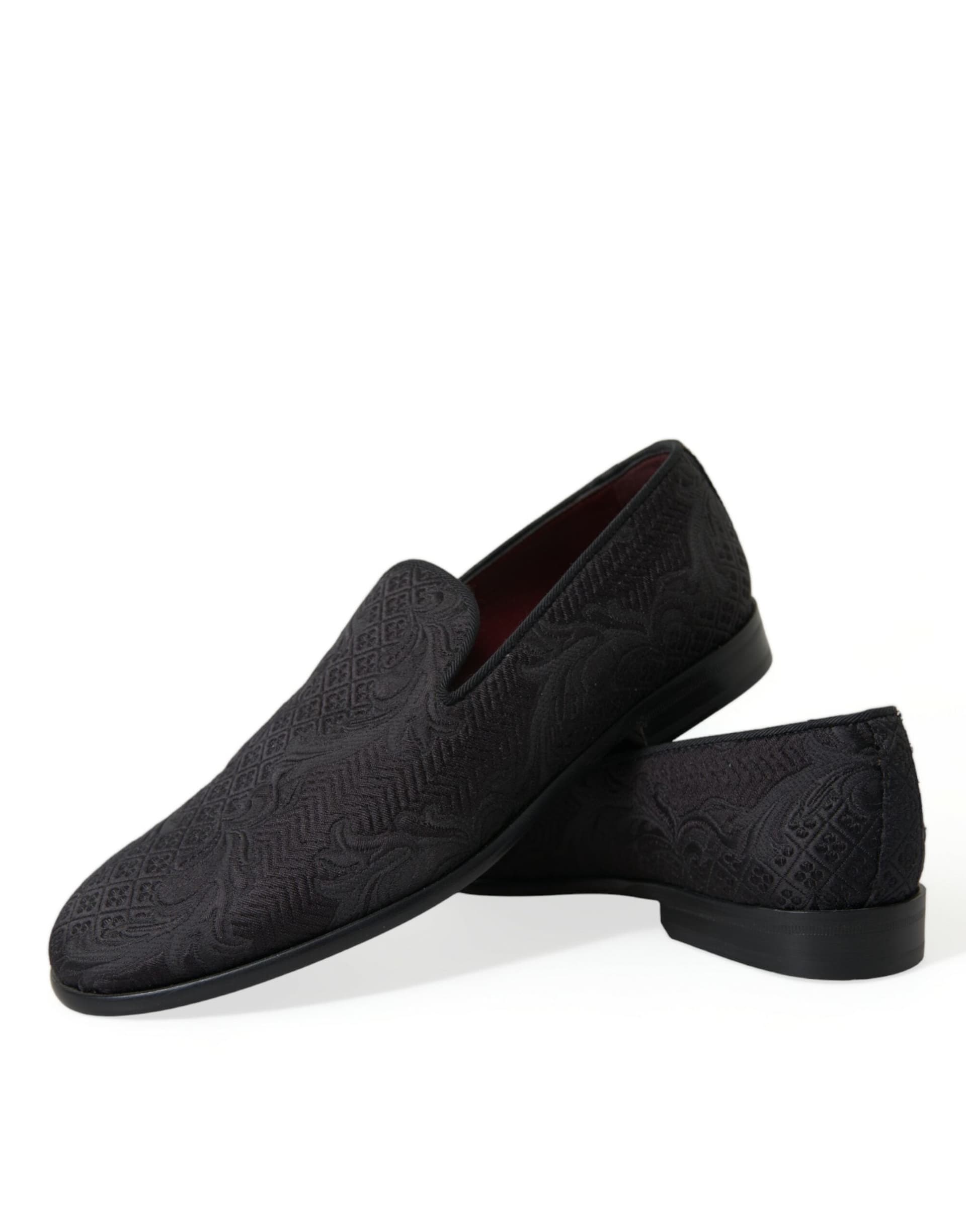Dolce & Gabbana Black Brocade Men Slip On Loafer Dress Shoes - 7
