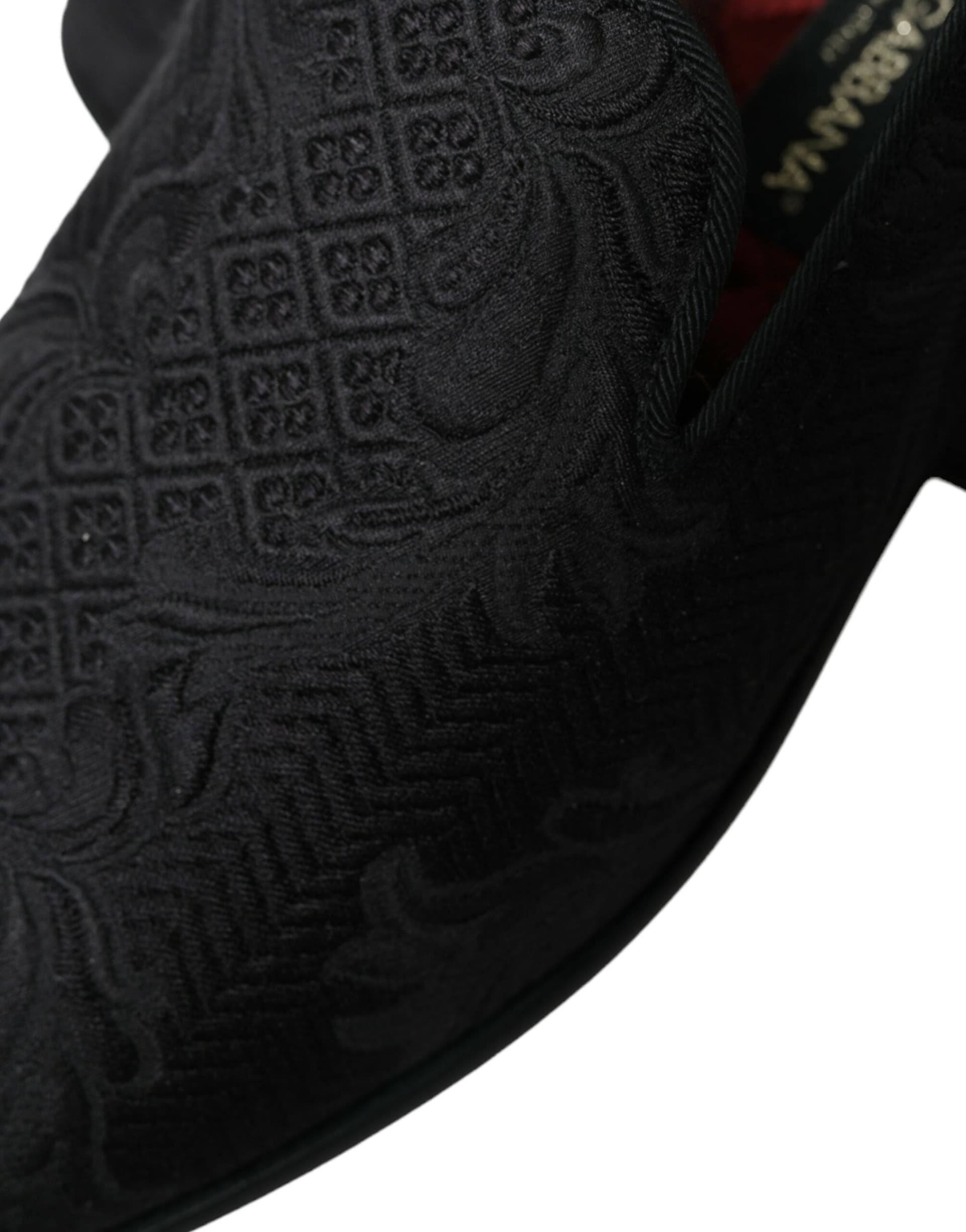 Dolce & Gabbana Black Brocade Men Slip On Loafer Dress Shoes - 8