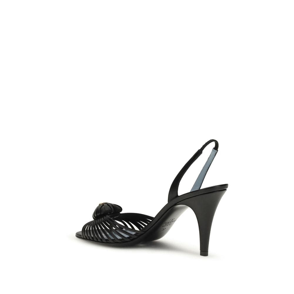 Valentino Garavani Black Goatskin Stiletto Heel Sandals - 3