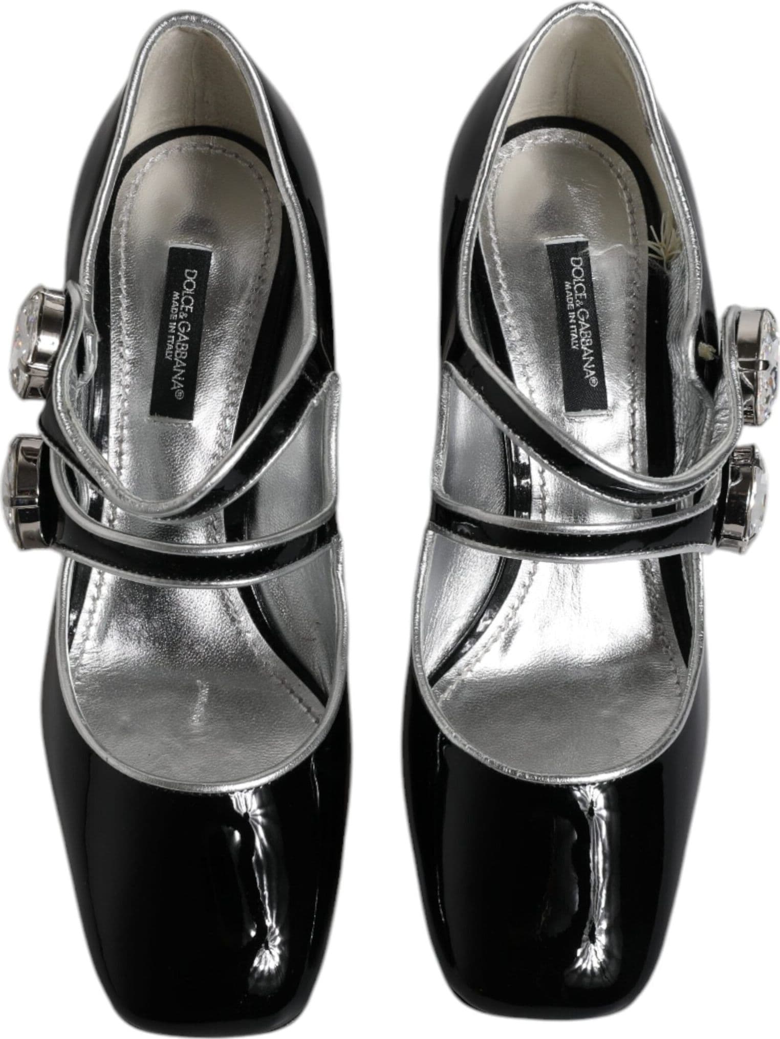 Dolce & Gabbana Black Patent Leather Crystal Mary Jane Pumps Shoes - 2