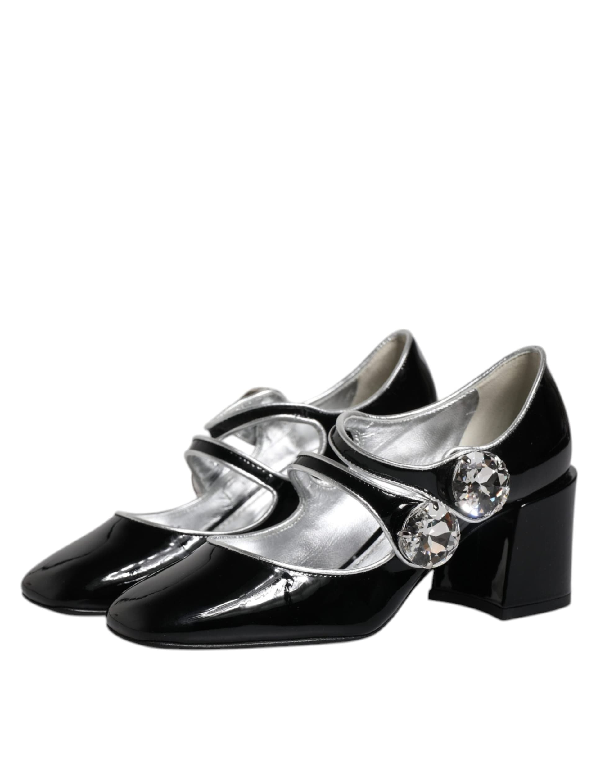 Dolce & Gabbana Black Patent Leather Crystal Mary Jane Pumps Shoes - 3