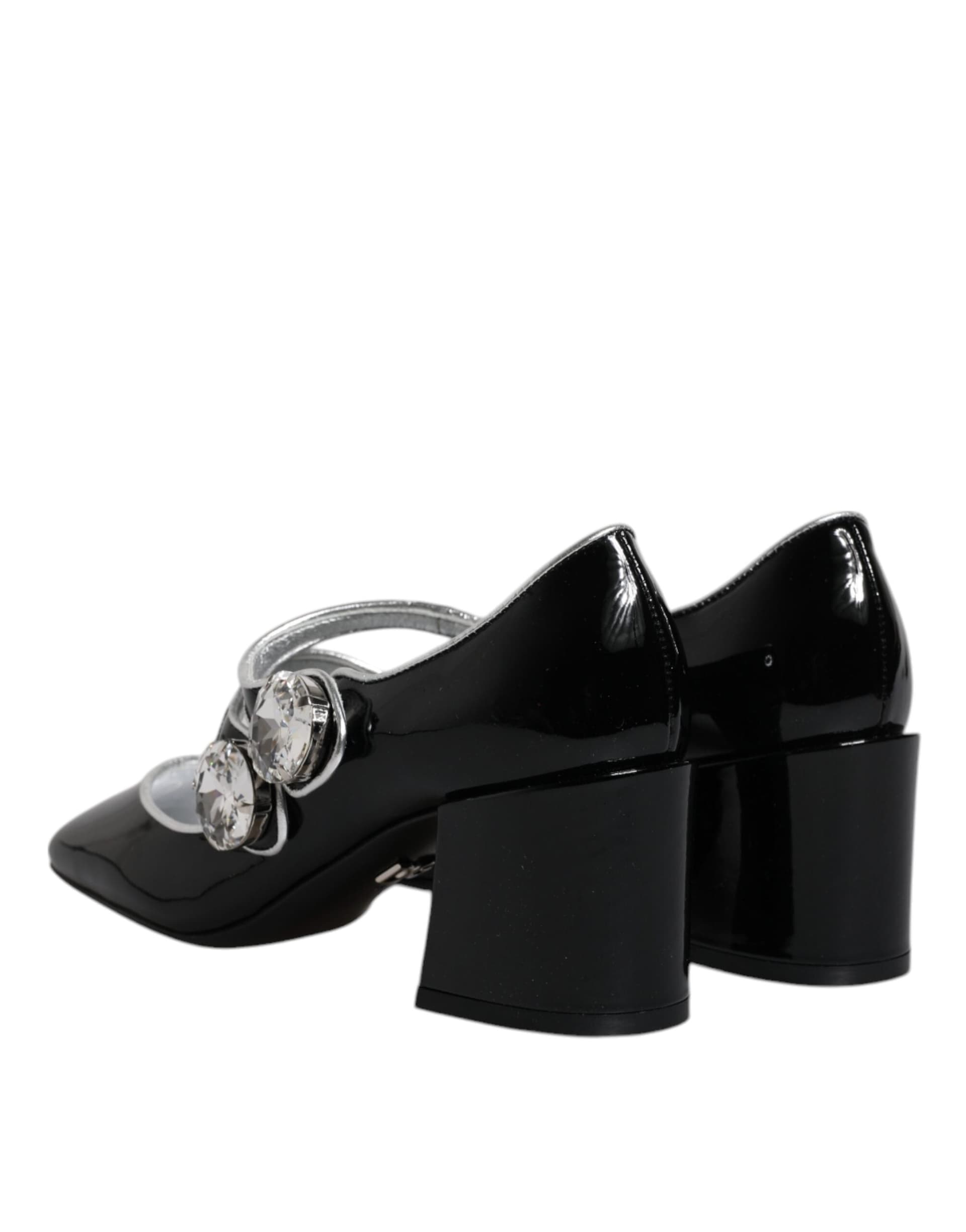 Dolce & Gabbana Black Patent Leather Crystal Mary Jane Pumps Shoes - 4