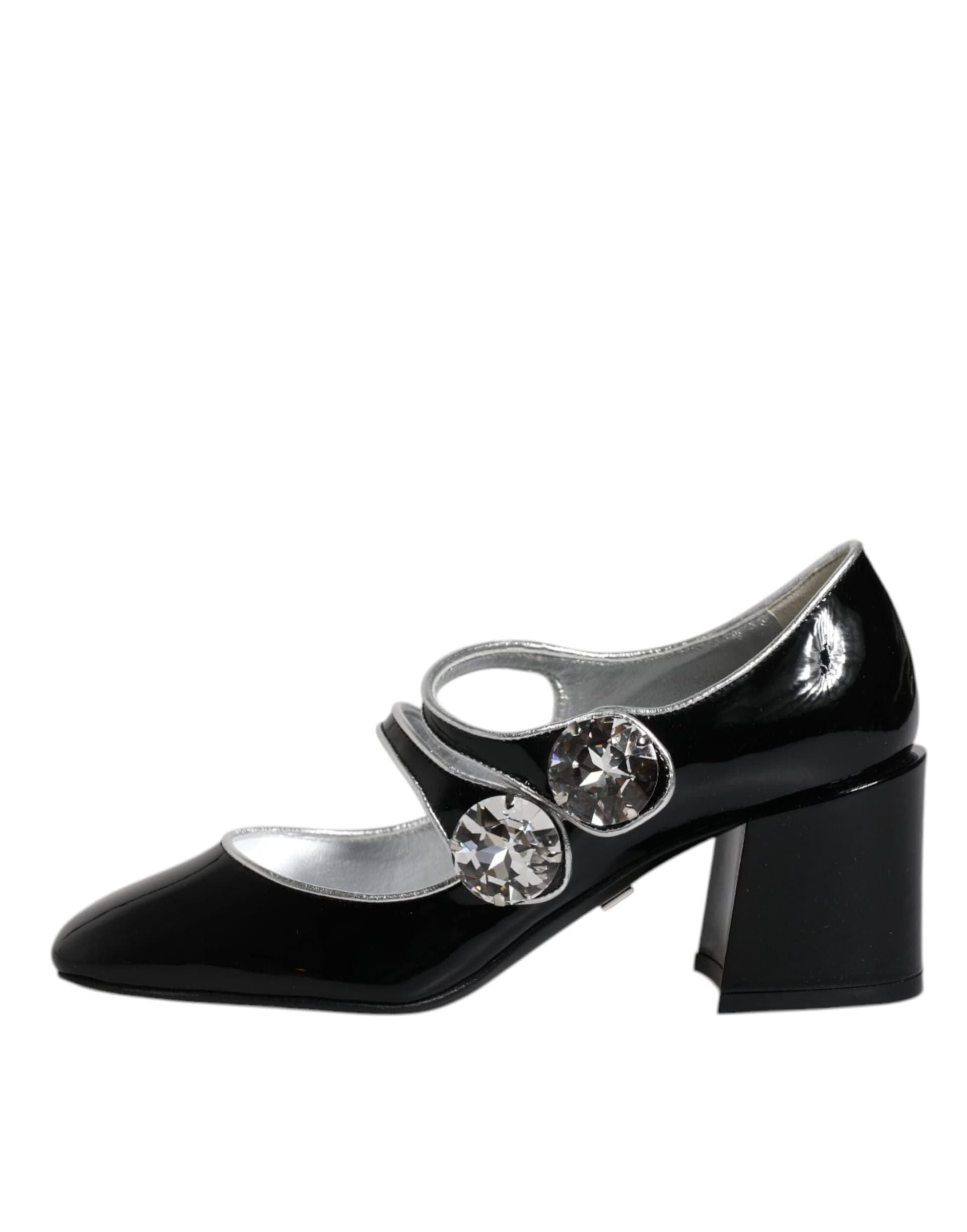 Dolce & Gabbana Black Patent Leather Crystal Mary Jane Pumps Shoes - 5