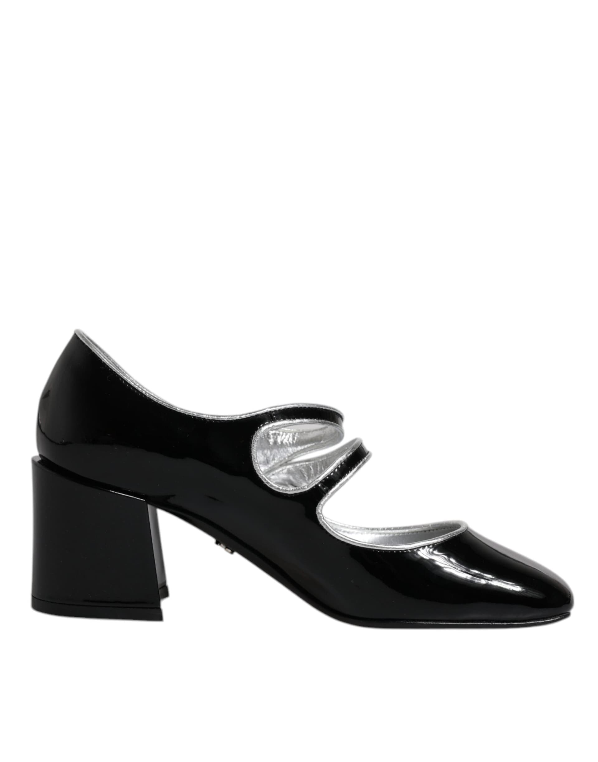 Dolce & Gabbana Black Patent Leather Crystal Mary Jane Pumps Shoes - 6