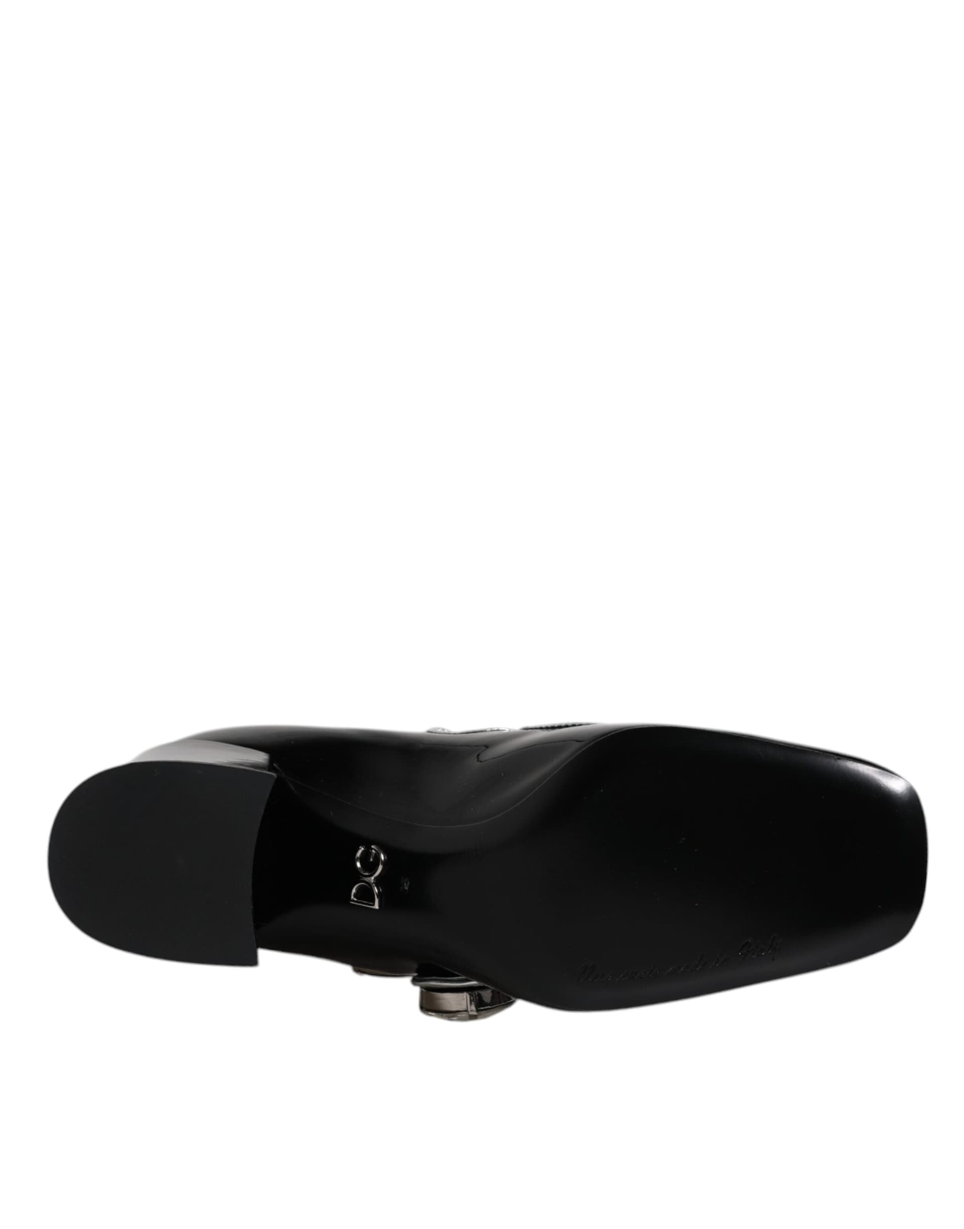 Dolce & Gabbana Black Patent Leather Crystal Mary Jane Pumps Shoes - 8