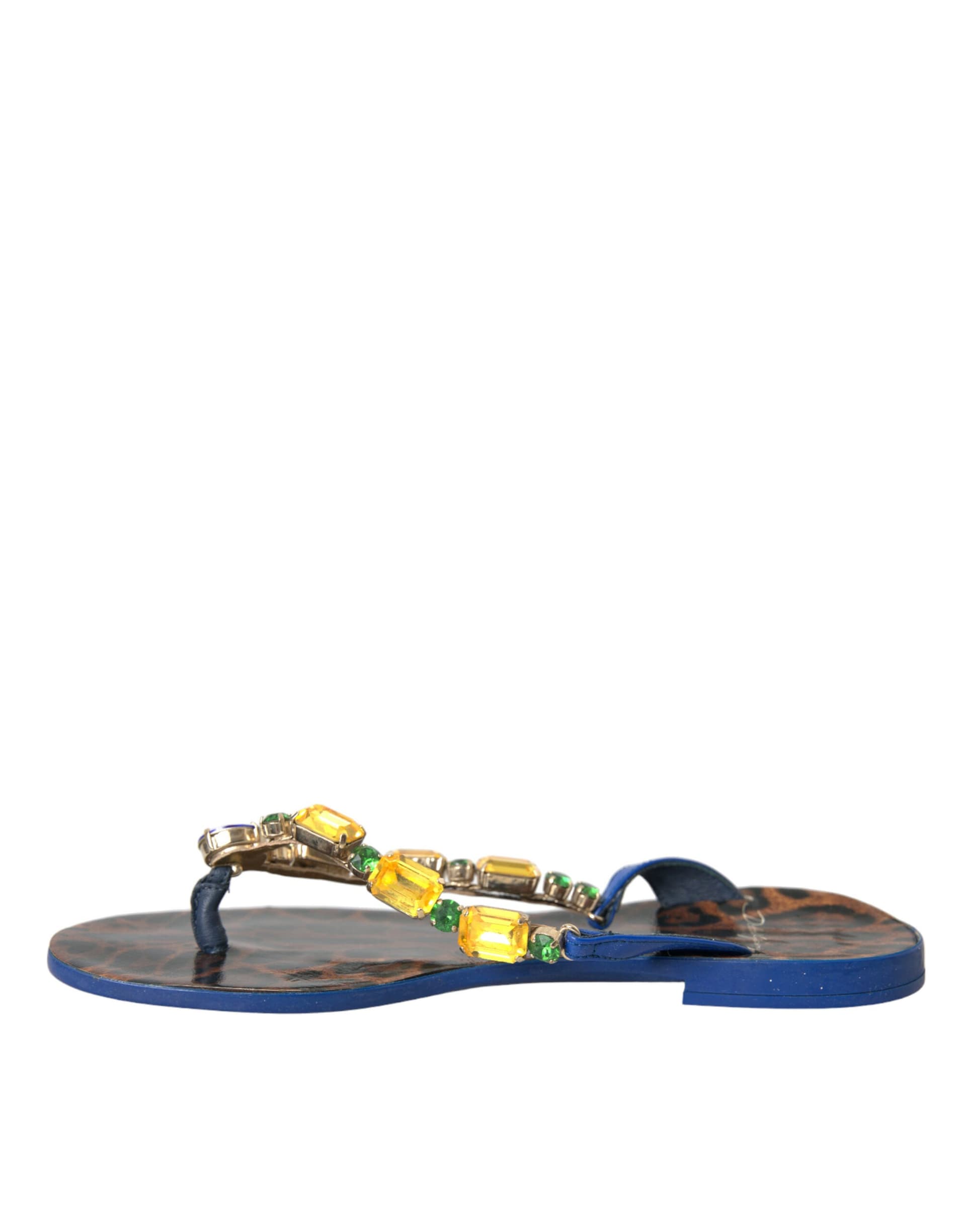 Dolce & Gabbana Blue Crystal Calf Leather Beachwear Shoes - 4