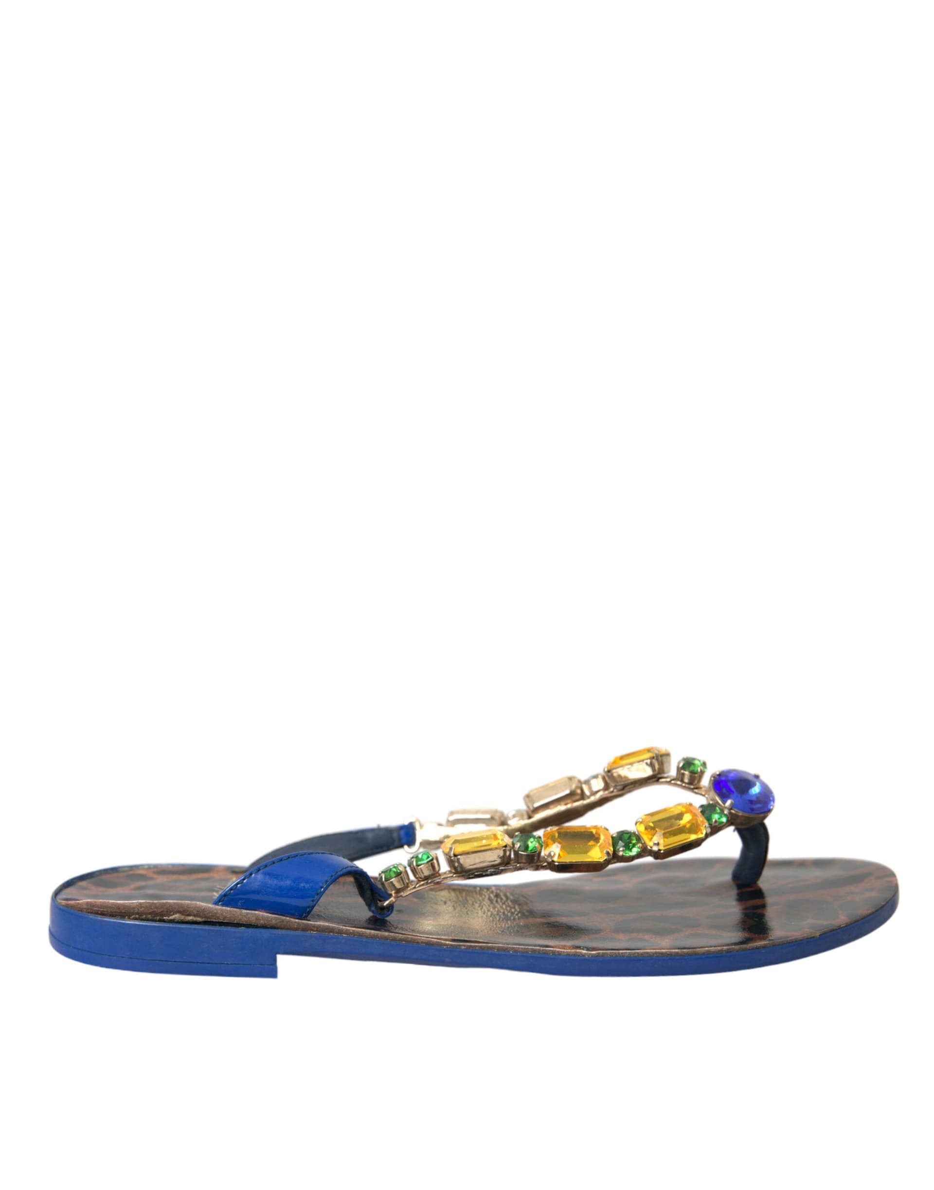 Dolce & Gabbana Blue Crystal Calf Leather Beachwear Shoes - 5