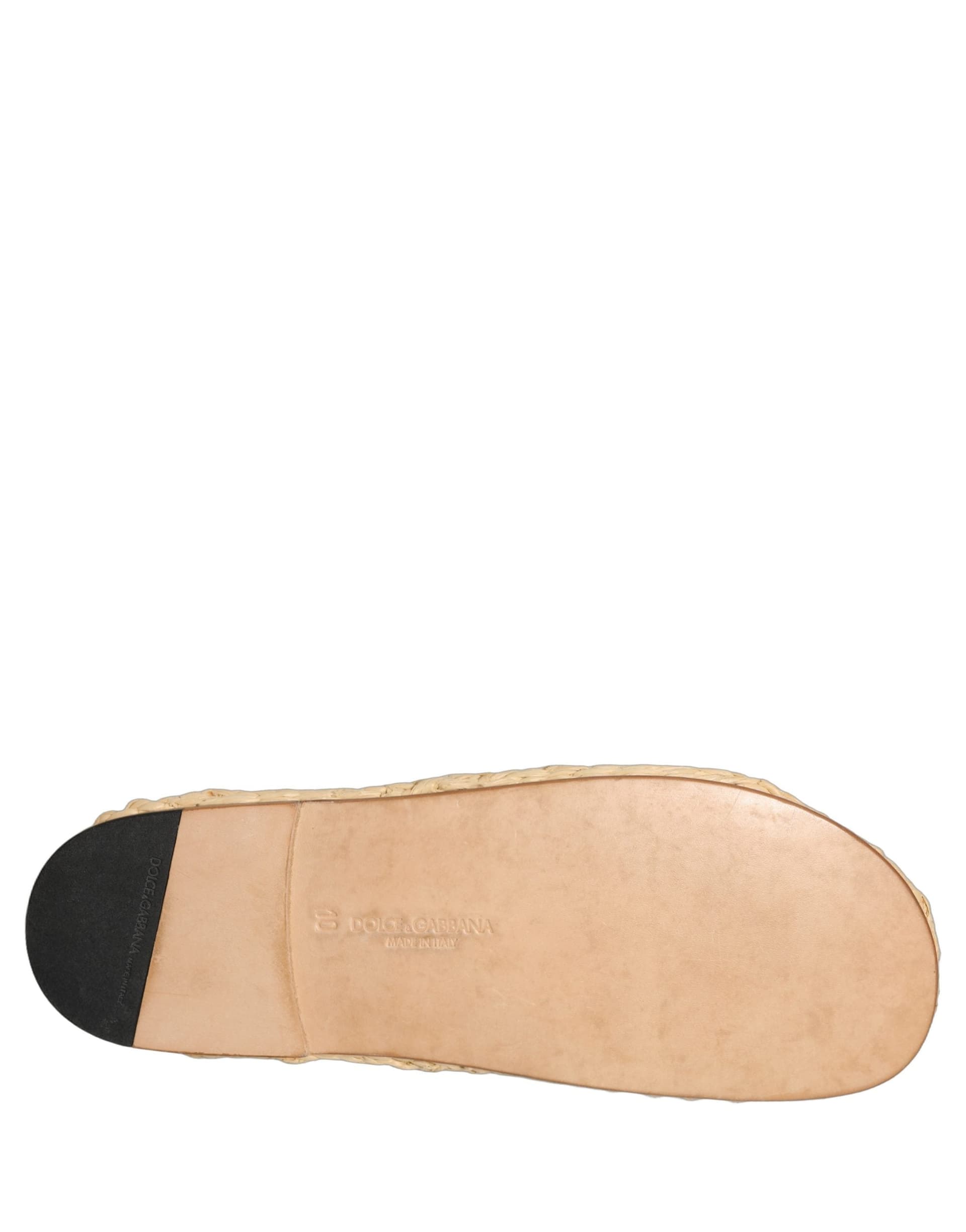 Dolce & Gabbana Beige Straw Raffia Slides Sandals Flats Shoes - 4