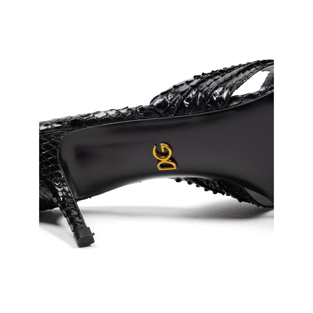 Dolce & Gabbana Black Snake Skin  Platform Sandals - 6