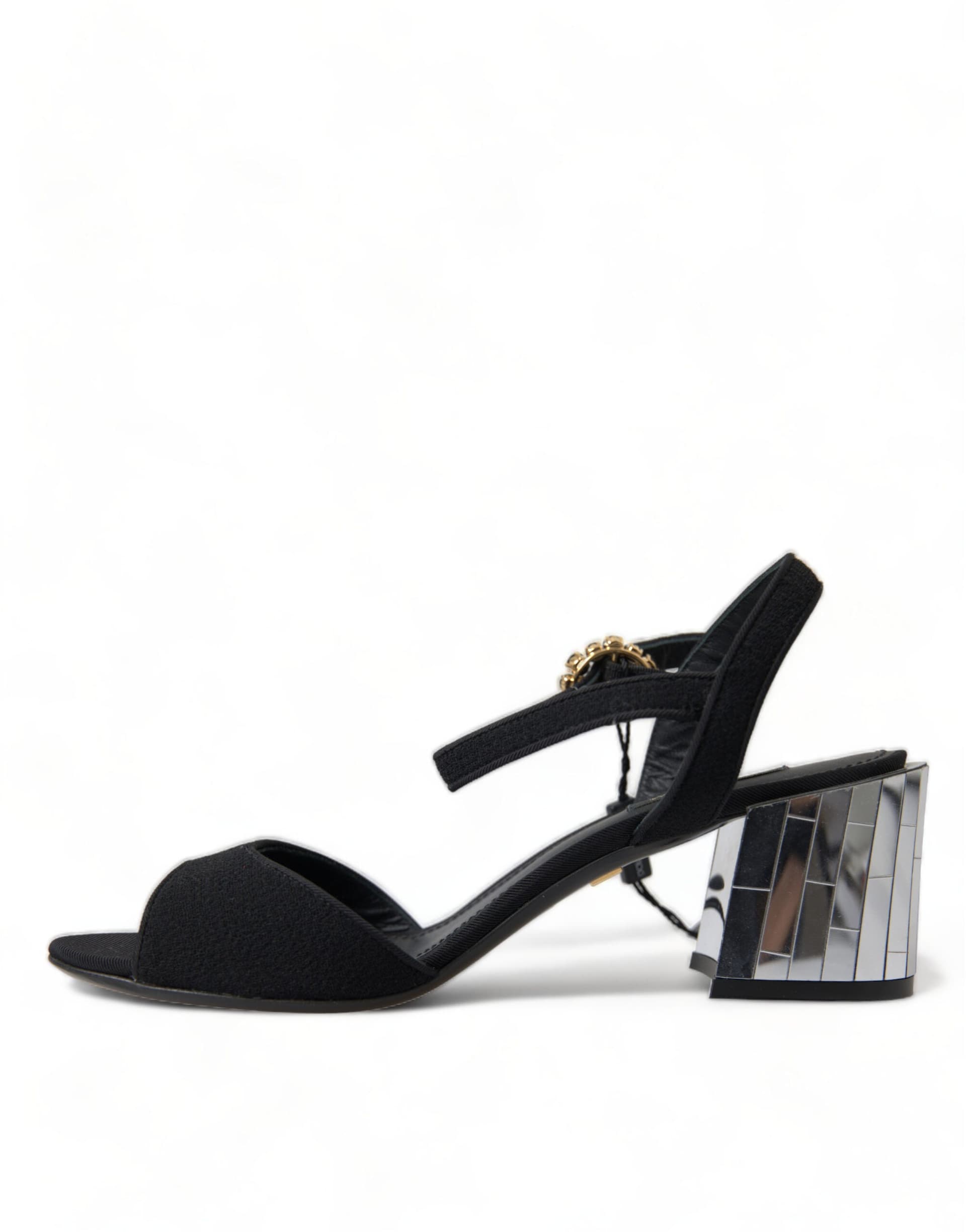 Dolce & Gabbana Black Crystals Ankle Strap Sandals Shoes - 5