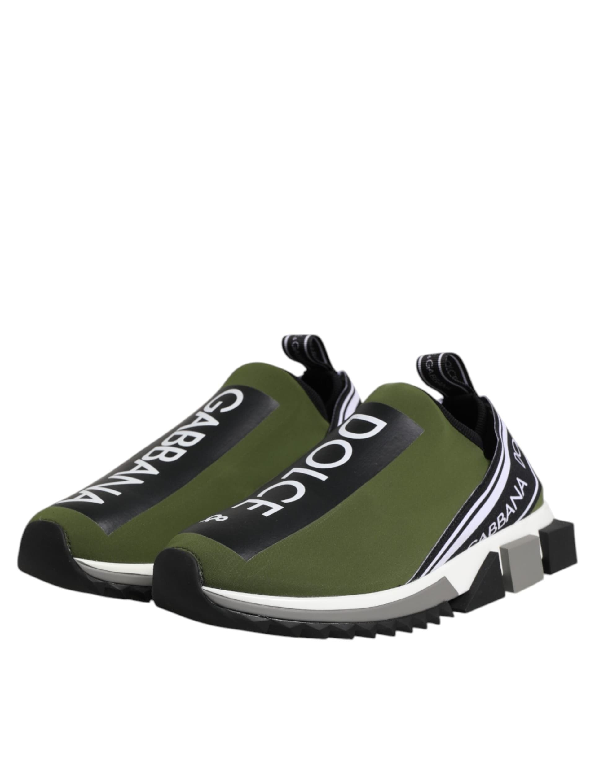 Dolce & Gabbana Green Black Slip On Sorrento Sneakers Shoes - 3