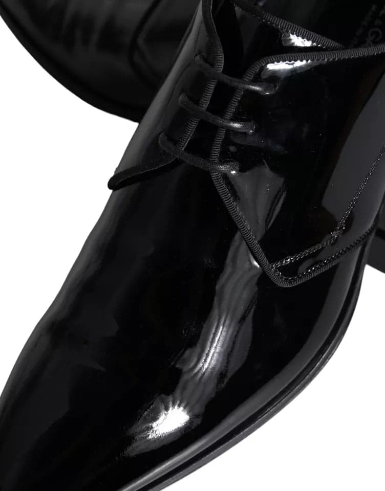 Dolce & Gabbana Black Calfskin Leather Derby Men Dress Shoes - 7