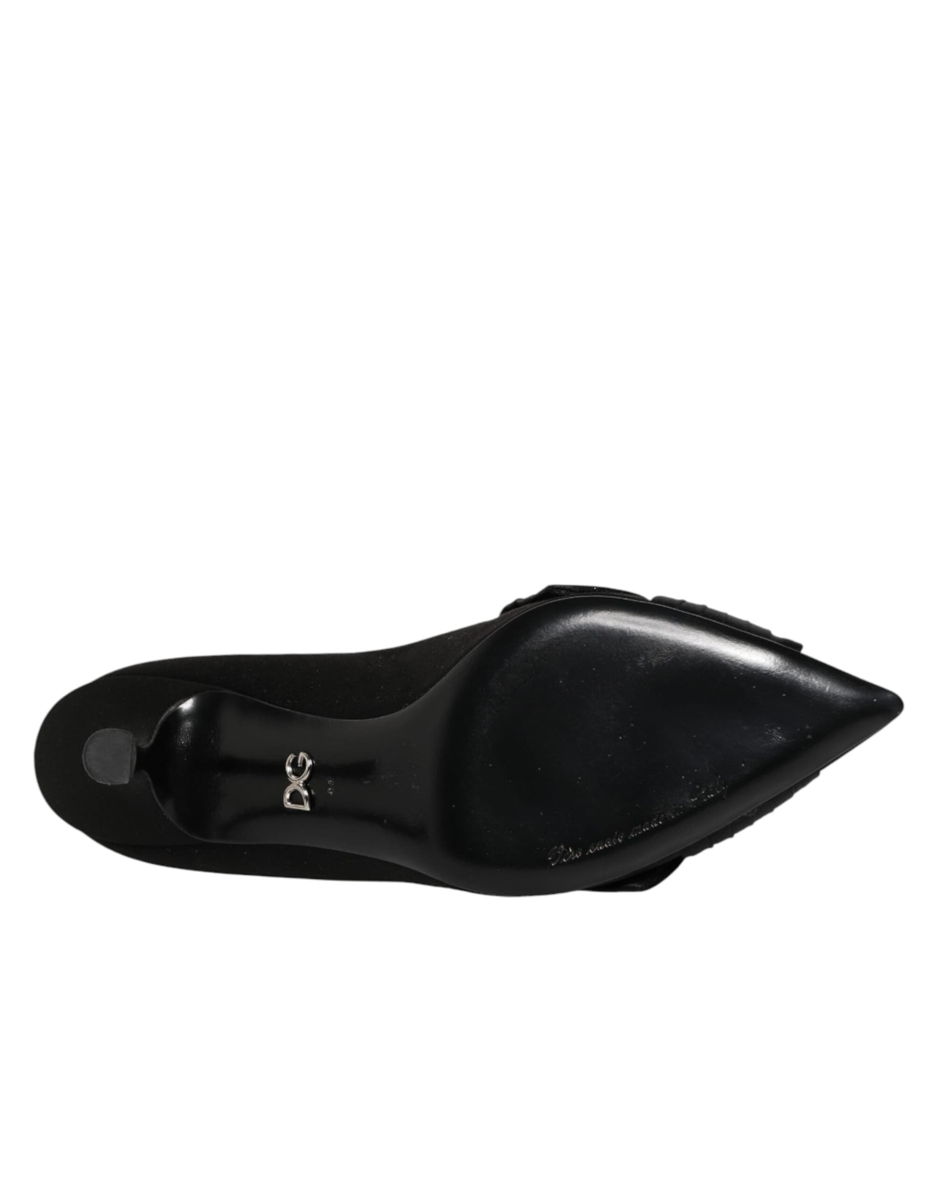 Dolce & Gabbana Black Satin Bow Crystal Embellishment Pumps Shoes - 8
