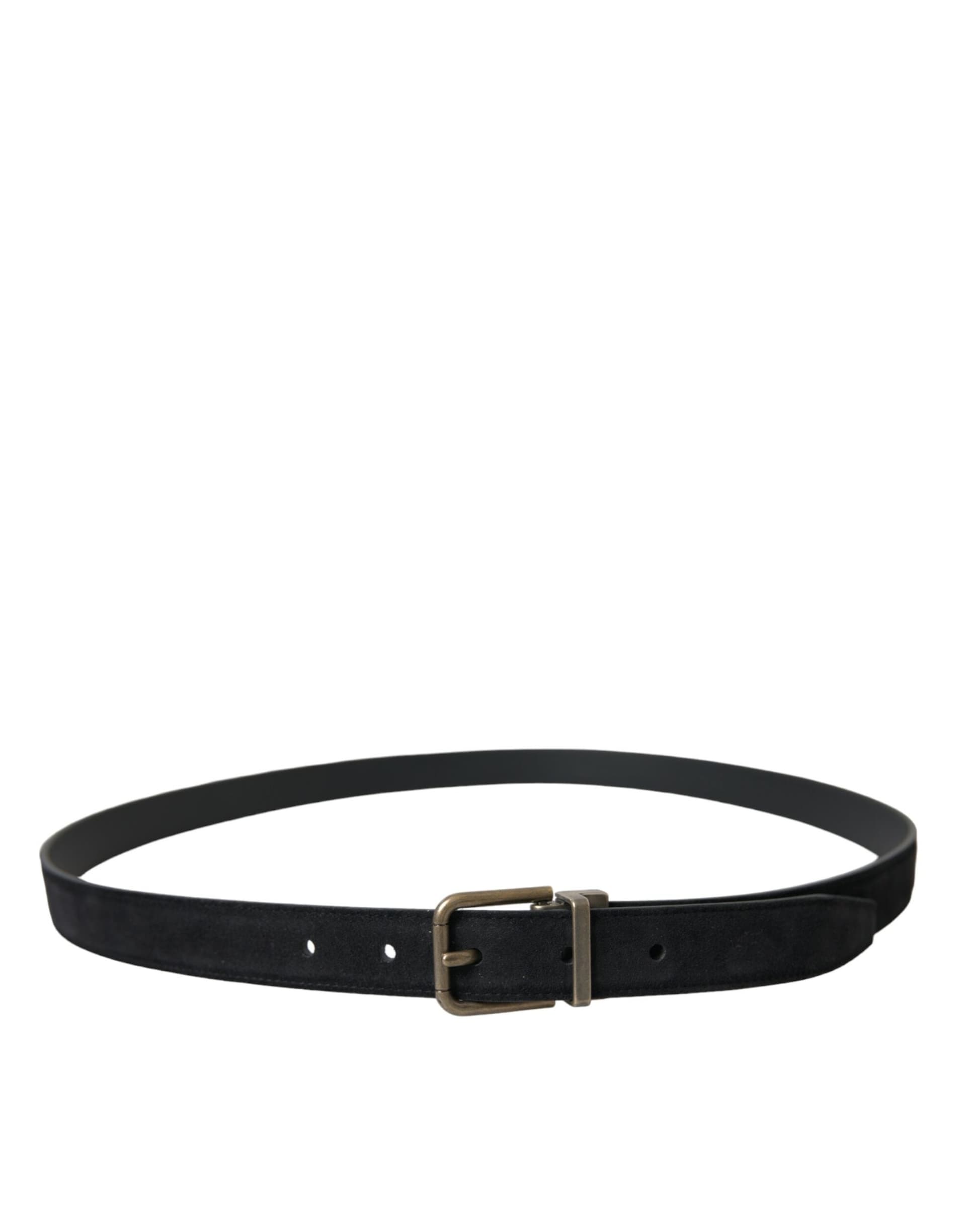 Dolce & Gabbana Black Suede Leather Gold Metal Buckle Belt - 2