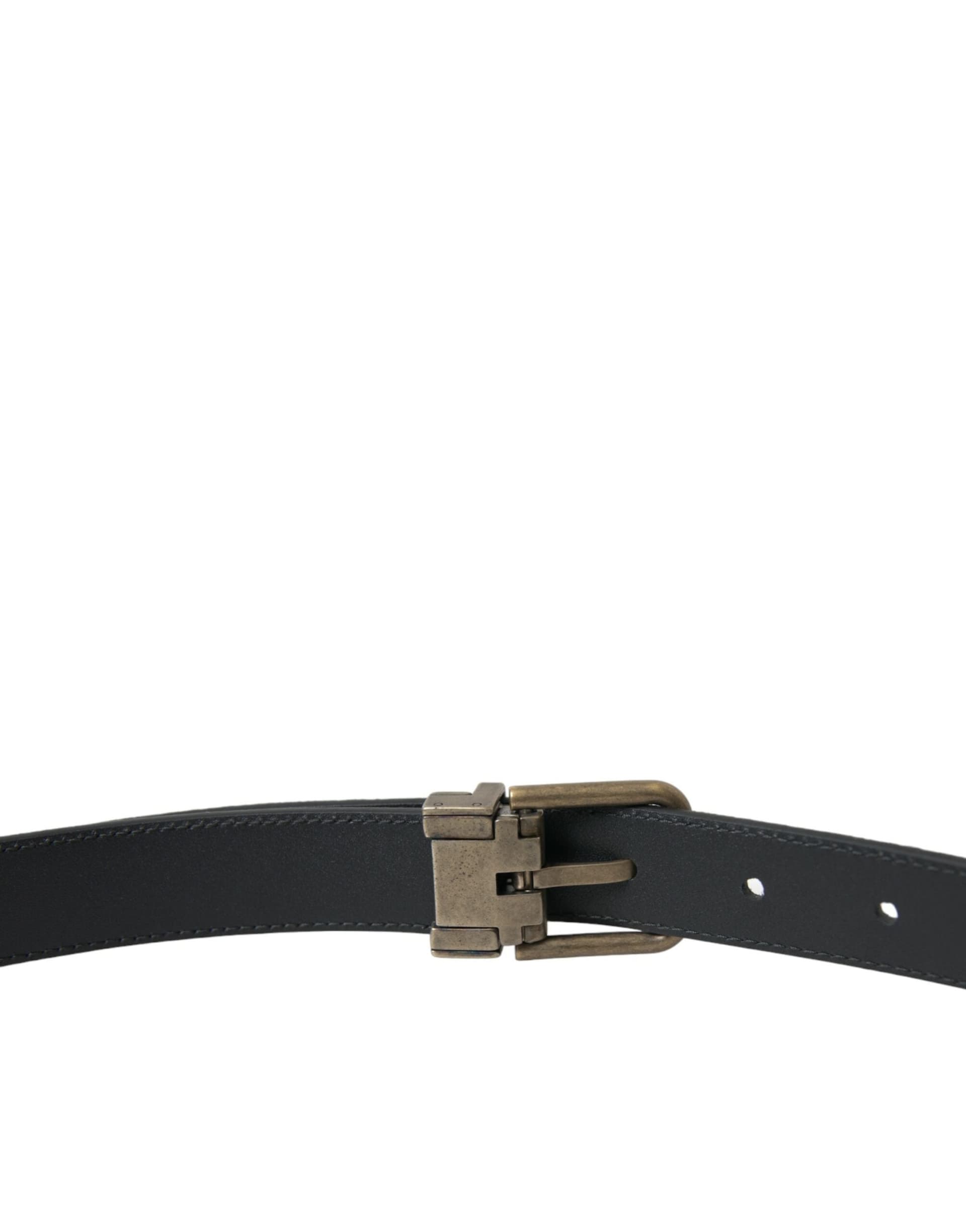 Dolce & Gabbana Black Suede Leather Gold Metal Buckle Belt - 4