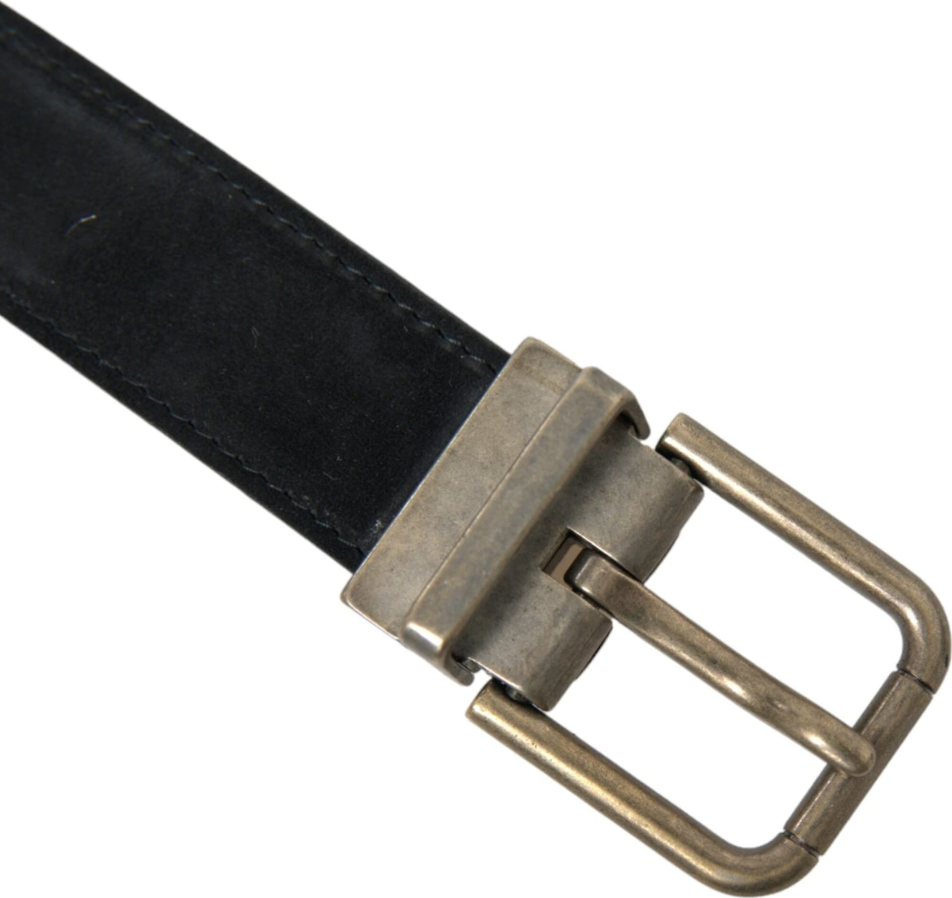 Dolce & Gabbana Black Suede Leather Gold Metal Buckle Belt - 5