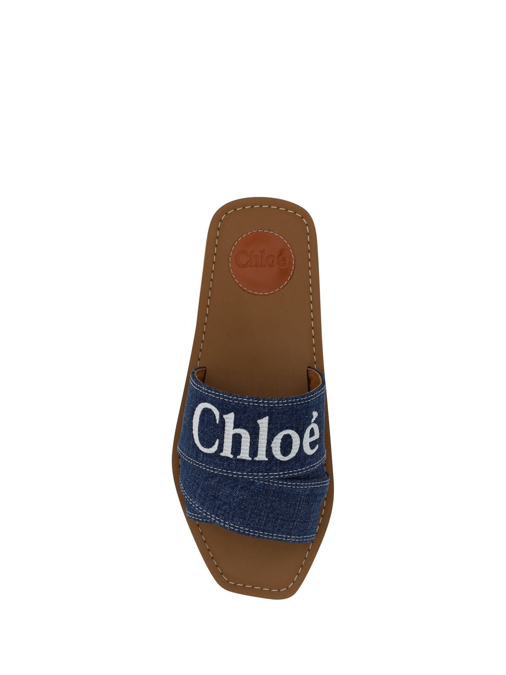 Chloé Denim Blue Cotton Slides Woody Sandals - 3