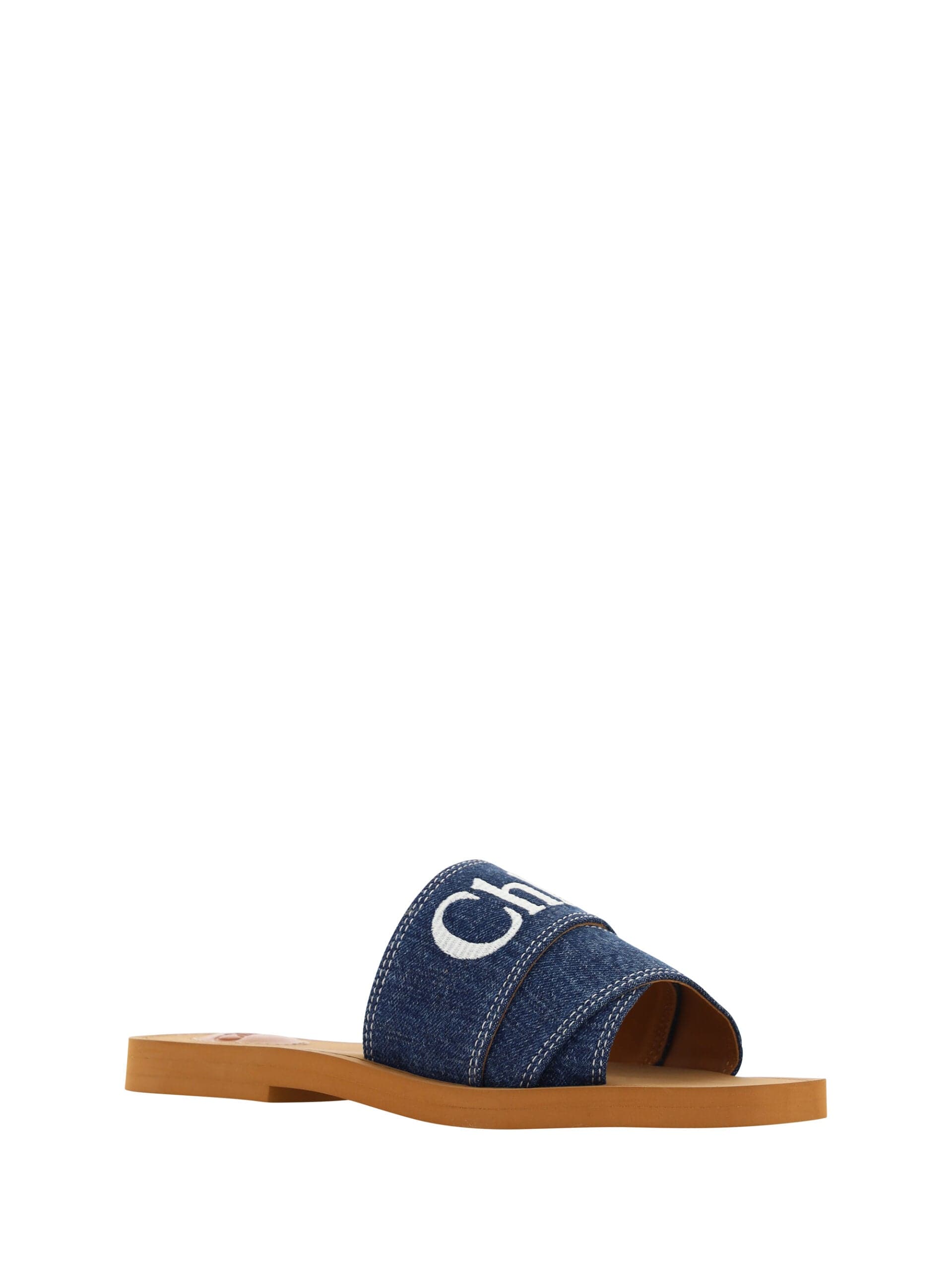 Chloé Denim Blue Cotton Slides Woody Sandals - 4