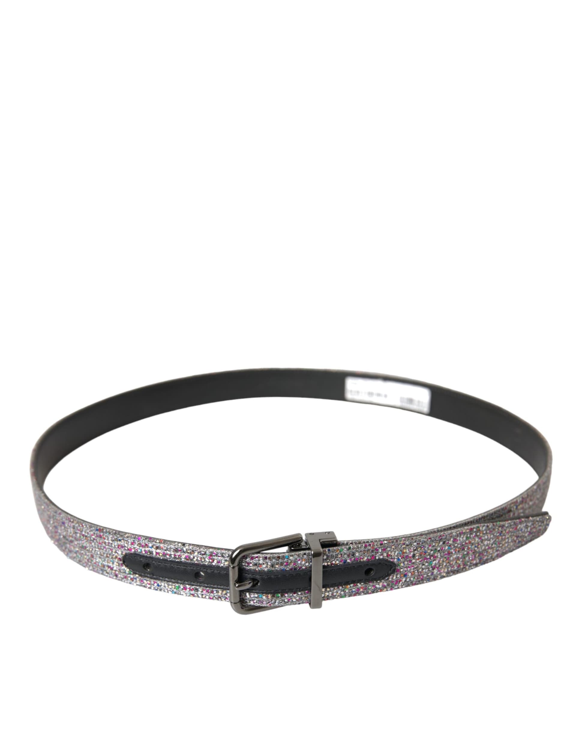 Dolce & Gabbana Multicolor Embellished Silver Metal Buckle Belt - 2